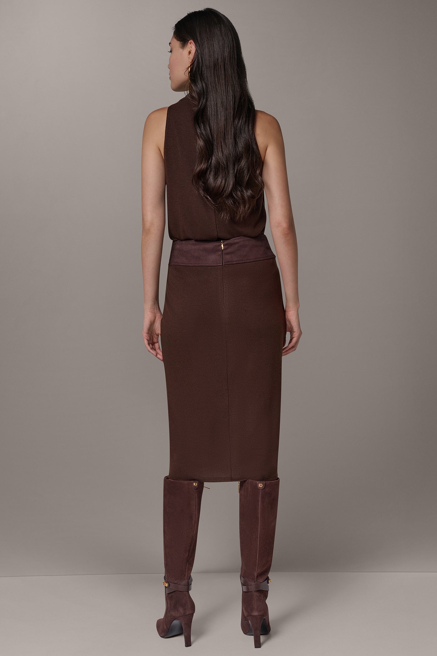 WRAP-EFFECT MIXED-MEDIA SKIRT VIEW 8