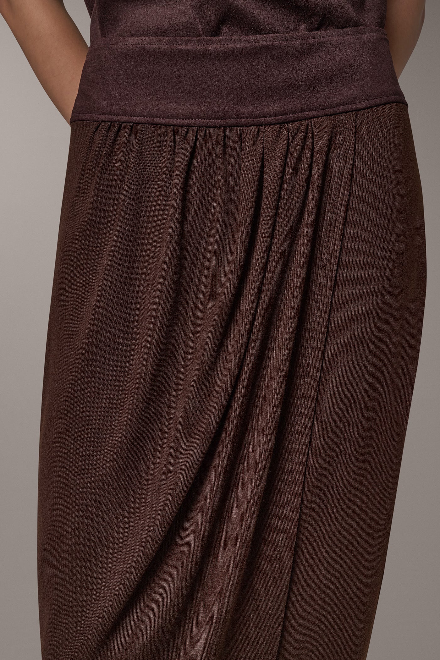 WRAP-EFFECT MIXED-MEDIA SKIRT VIEW 3