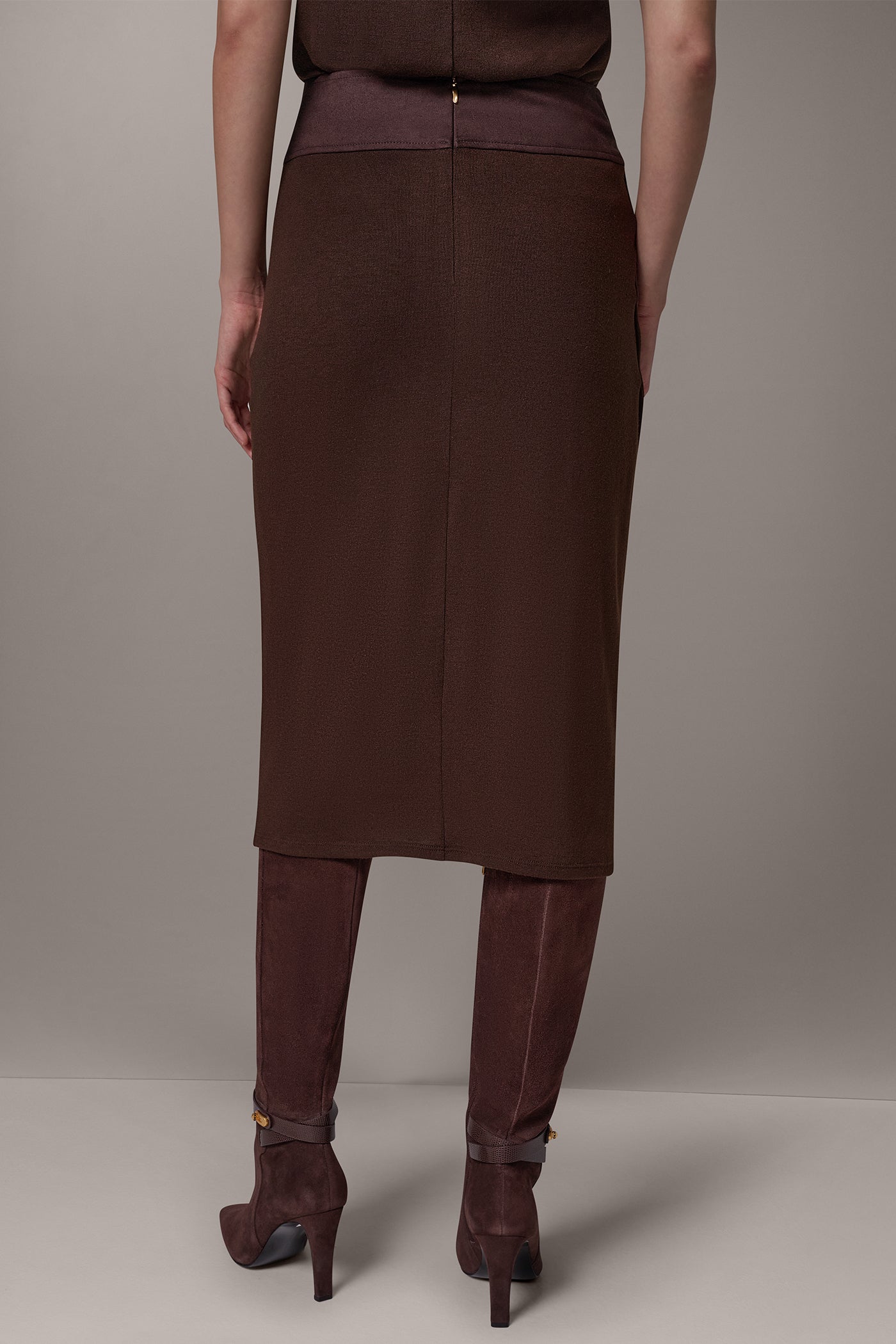 WRAP-EFFECT MIXED-MEDIA SKIRT VIEW 4