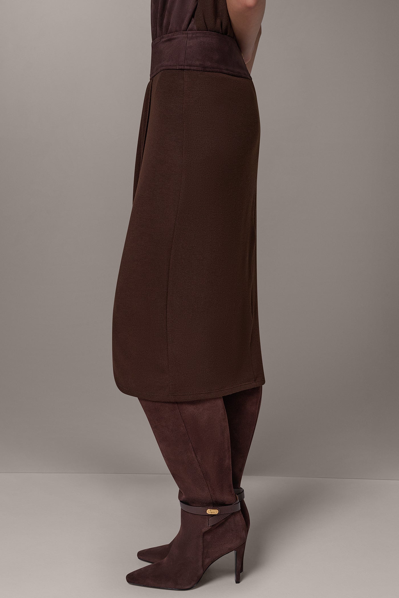 WRAP-EFFECT MIXED-MEDIA SKIRT VIEW 5