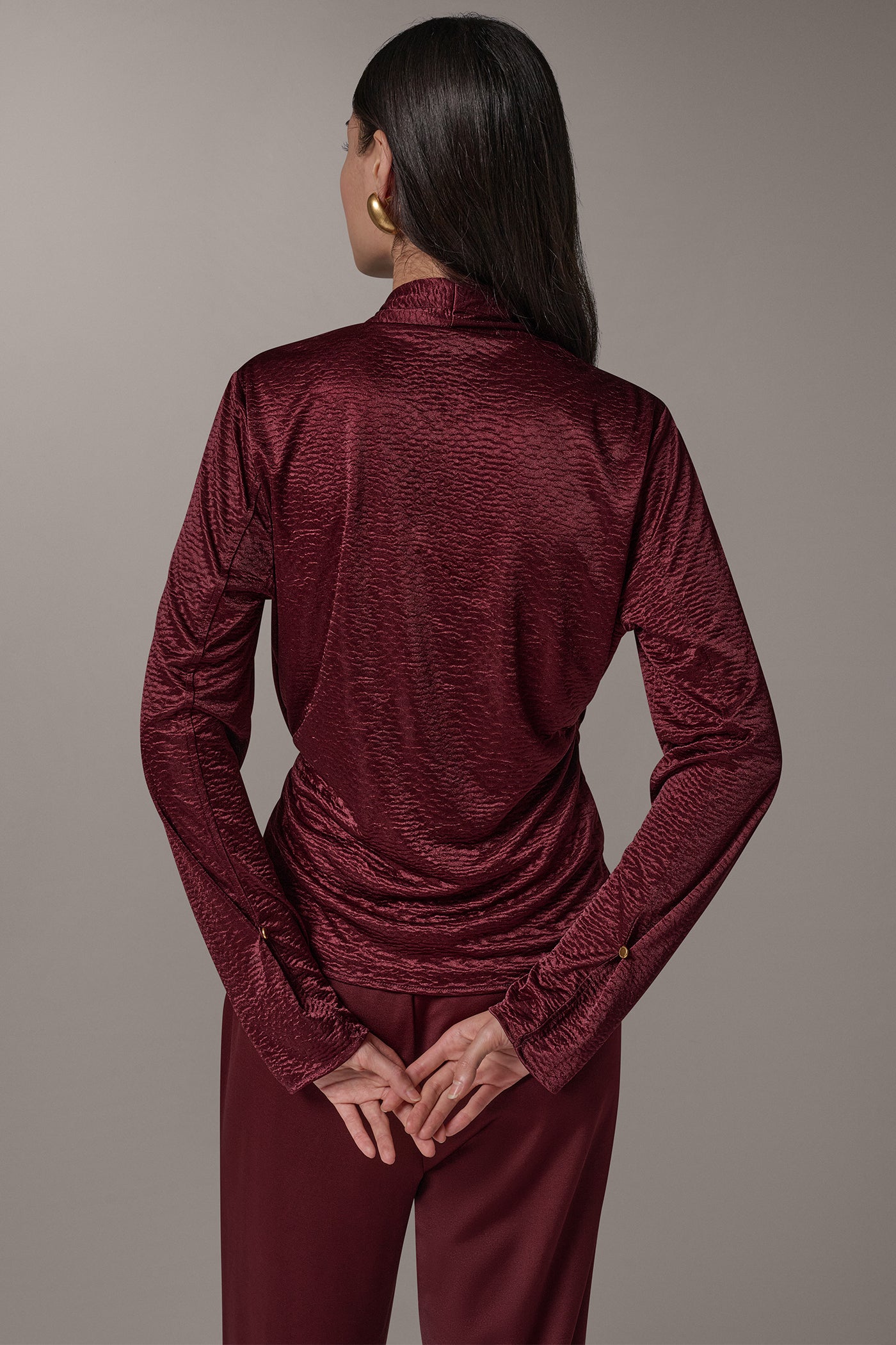 CRINKLE TIE-WAIST BLOUSE VIEW 3