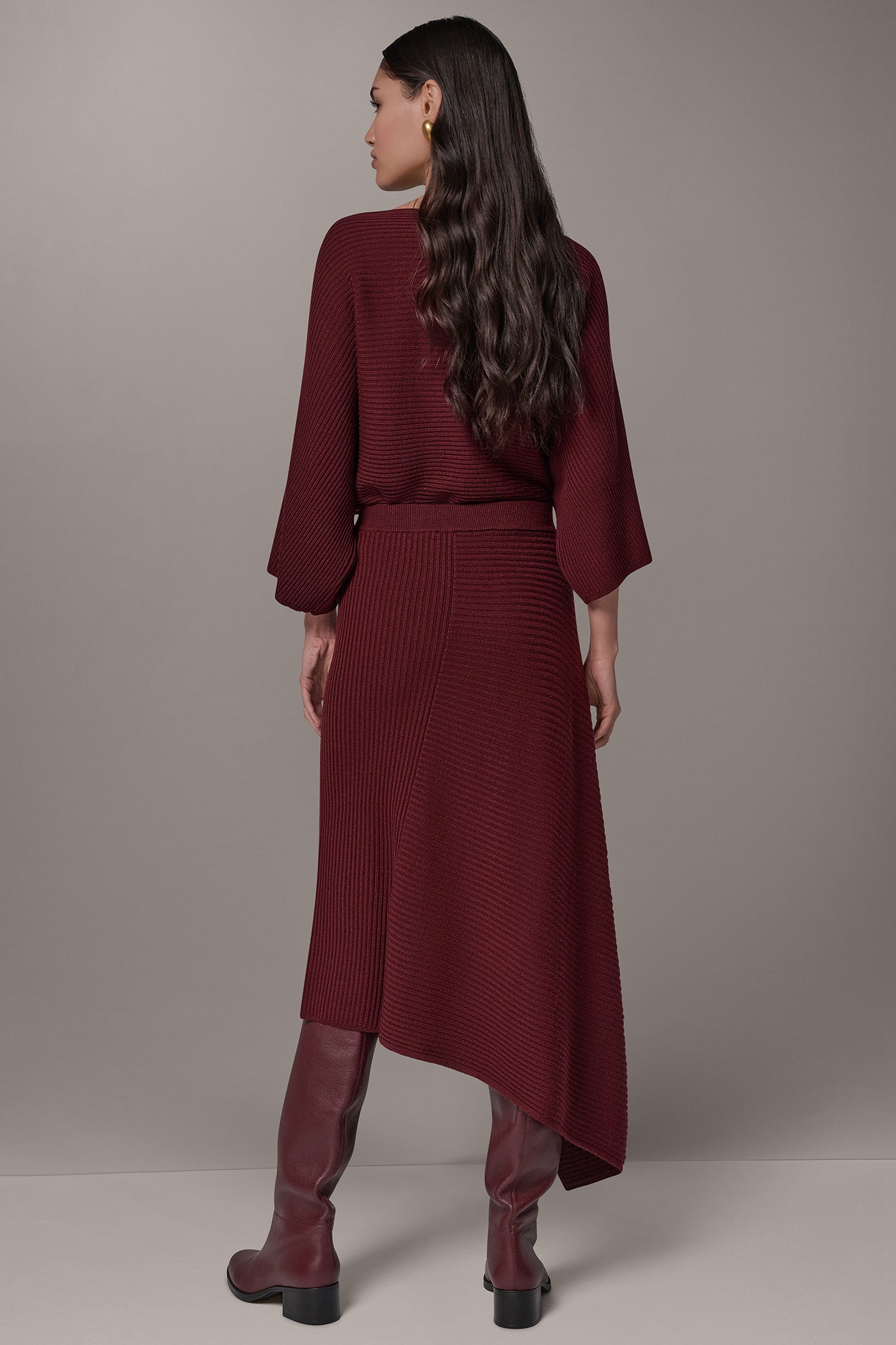 RIB WOOL ASYMMETRIC MIDI SKIRT VIEW 7