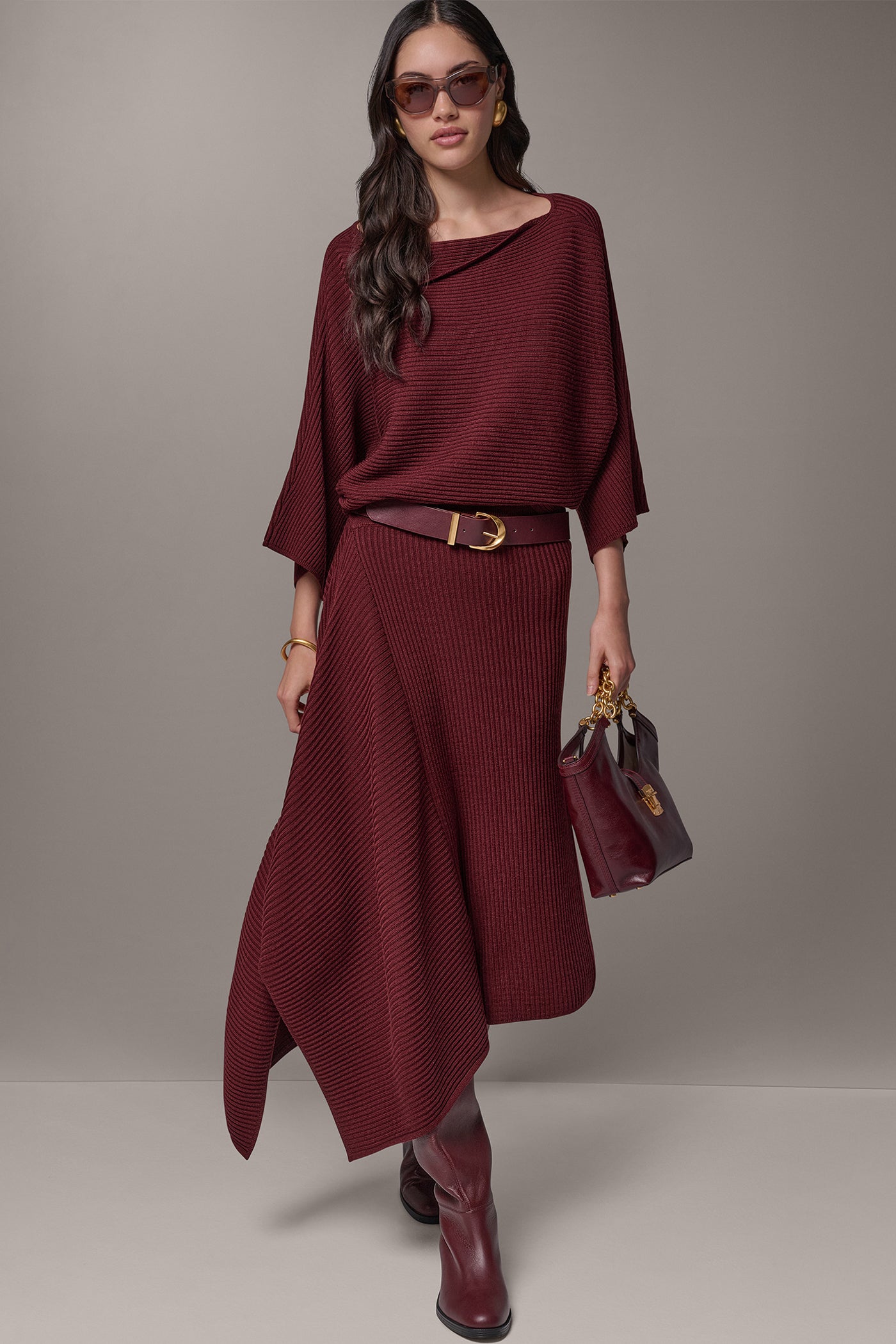 RIB WOOL ASYMMETRIC MIDI SKIRT VIEW 8