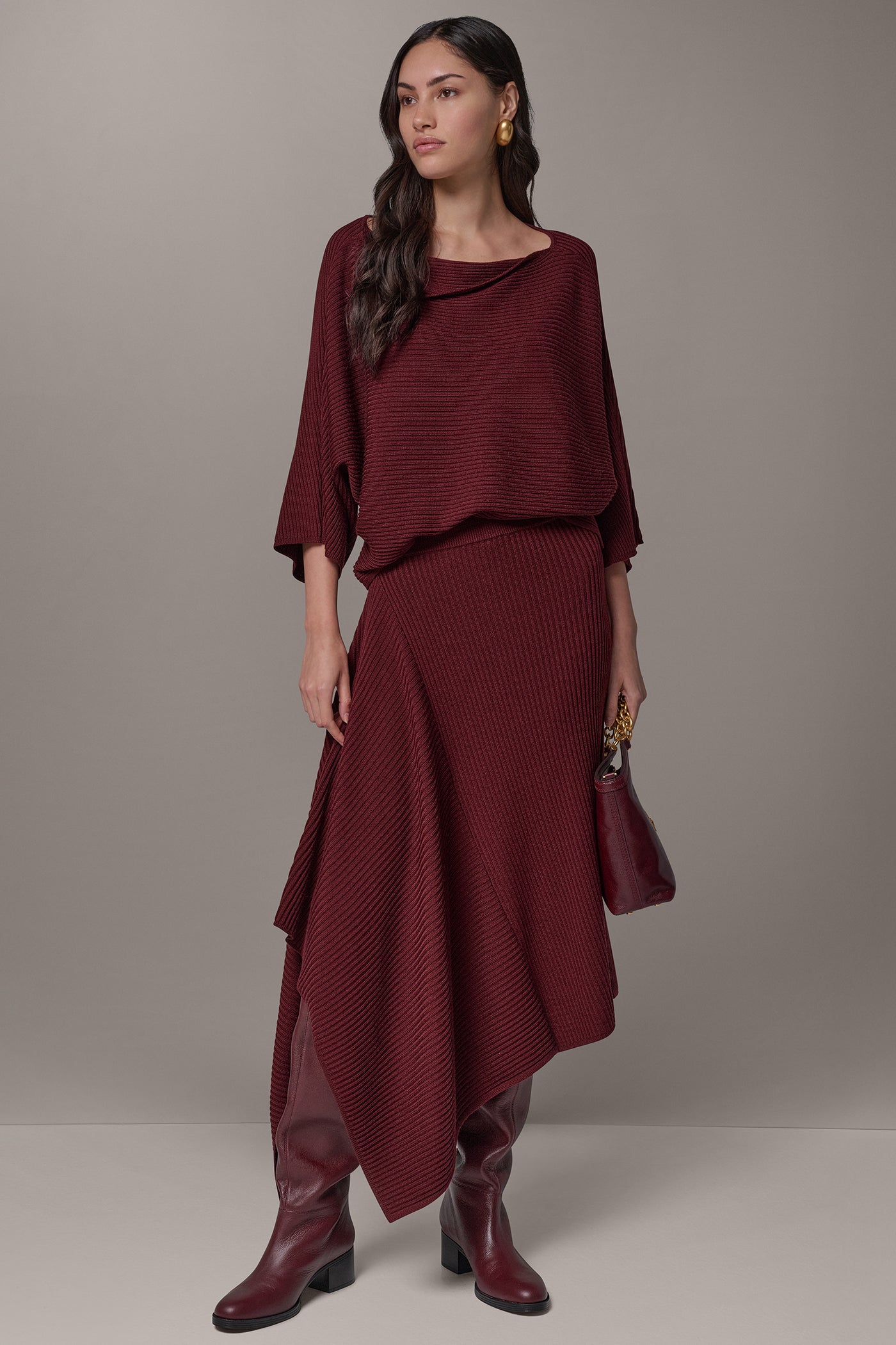 RIB WOOL ASYMMETRIC MIDI SKIRT VIEW 9