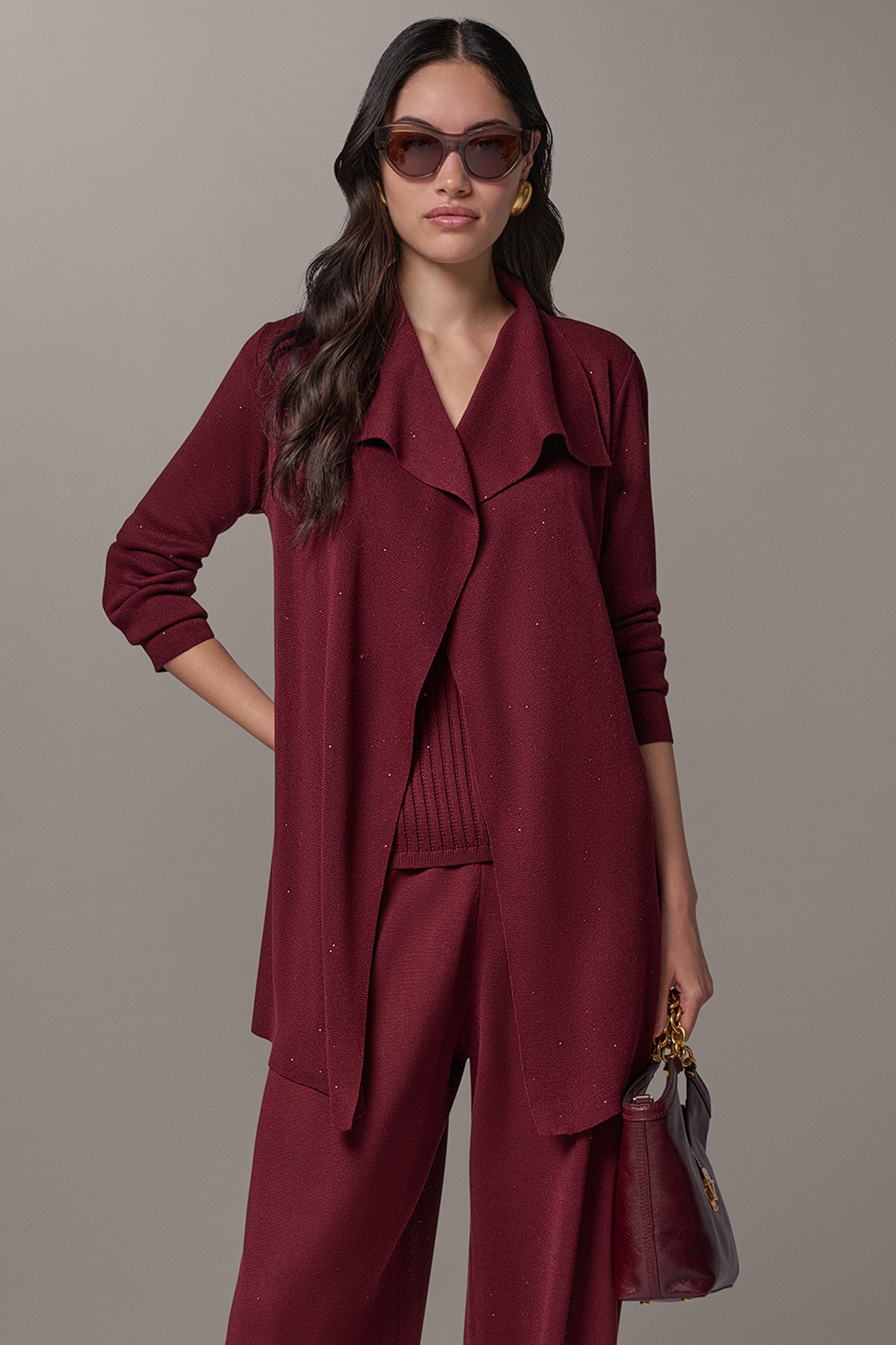 SEQUIN WRAP SWEATER JACKET