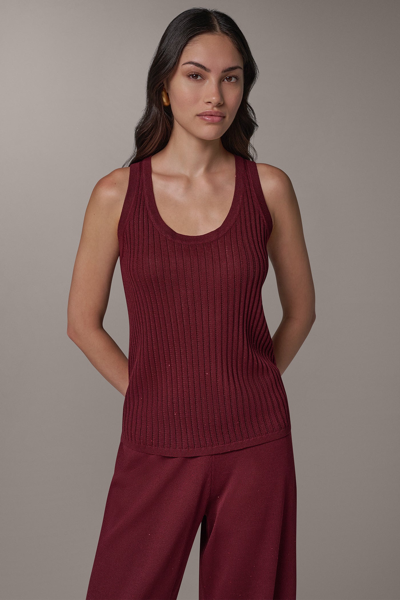SEQUIN RIB SWEATER TANK VIEW 1