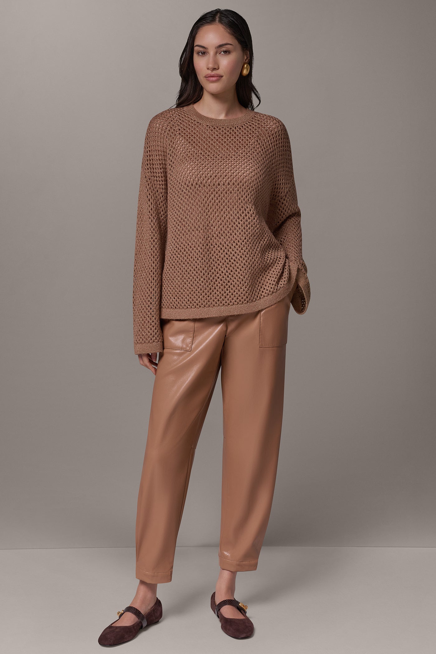 METALLIC OPEN STITCH SWEATER VIEW 8