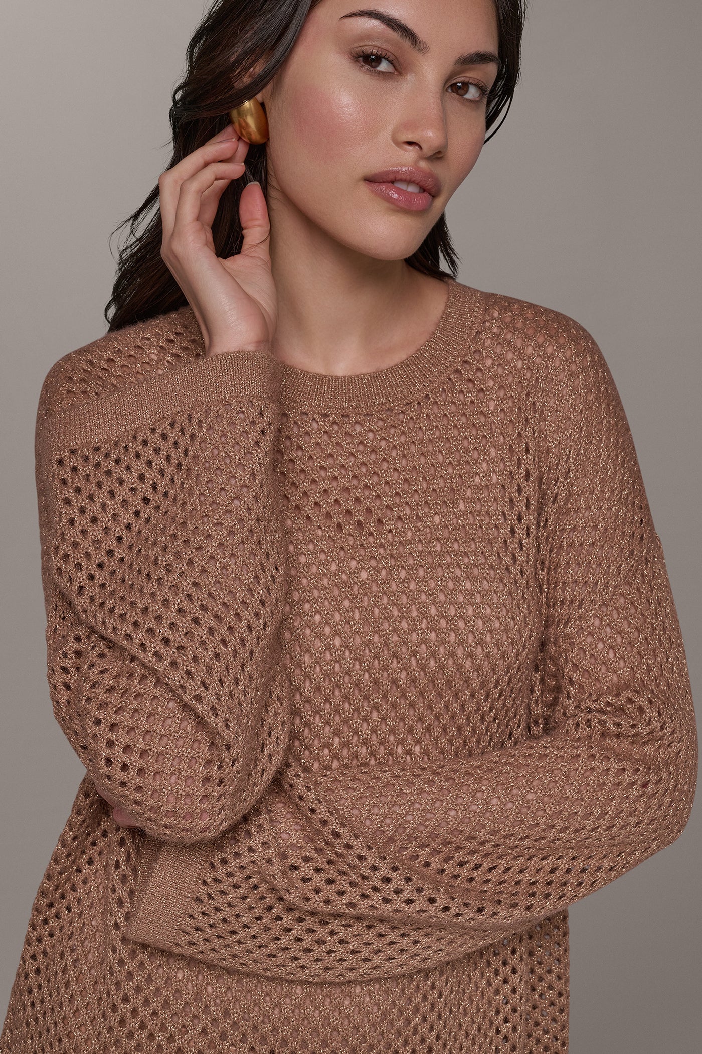 METALLIC OPEN STITCH SWEATER VIEW 2