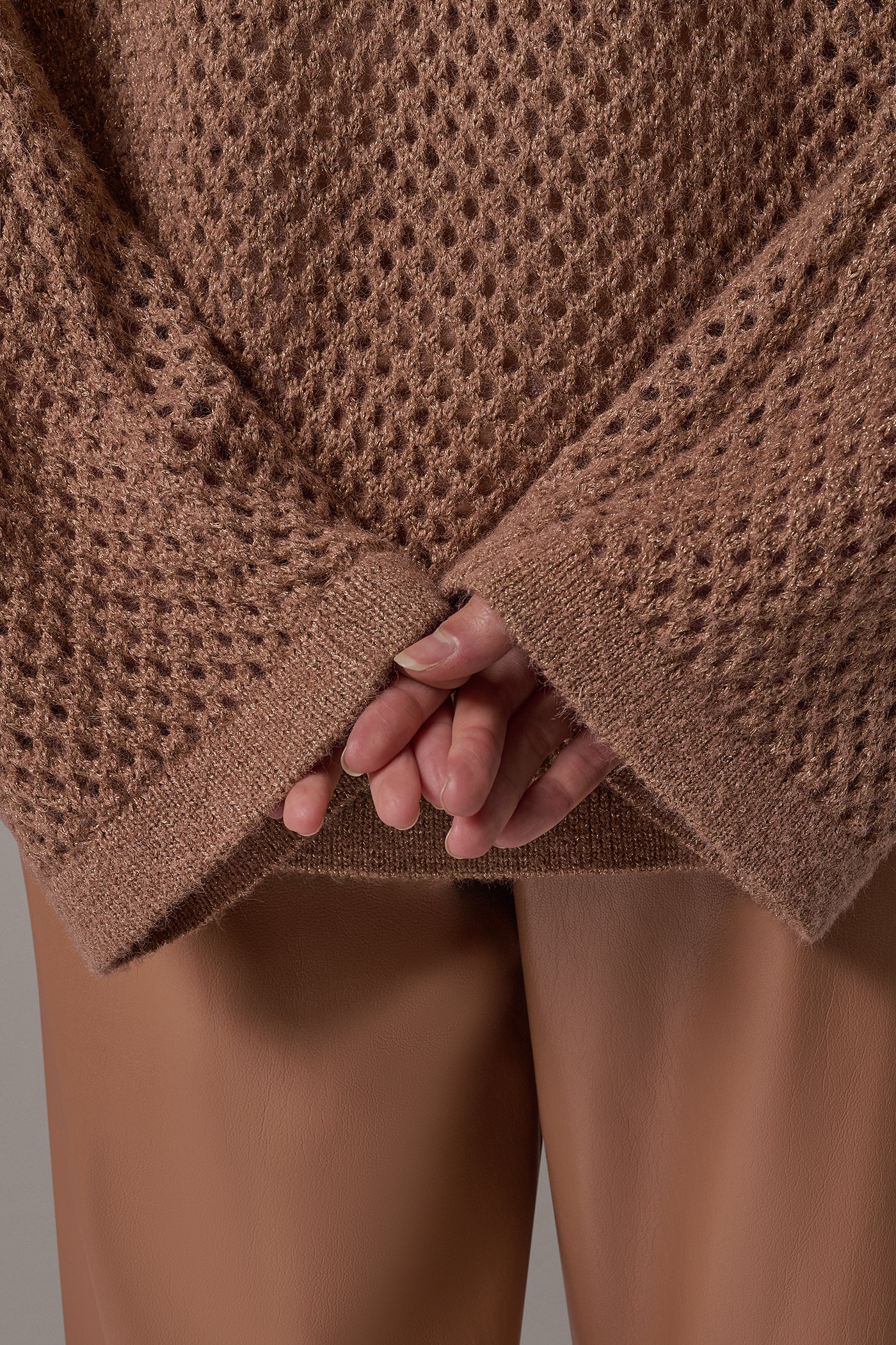 METALLIC OPEN STITCH SWEATER VIEW 5