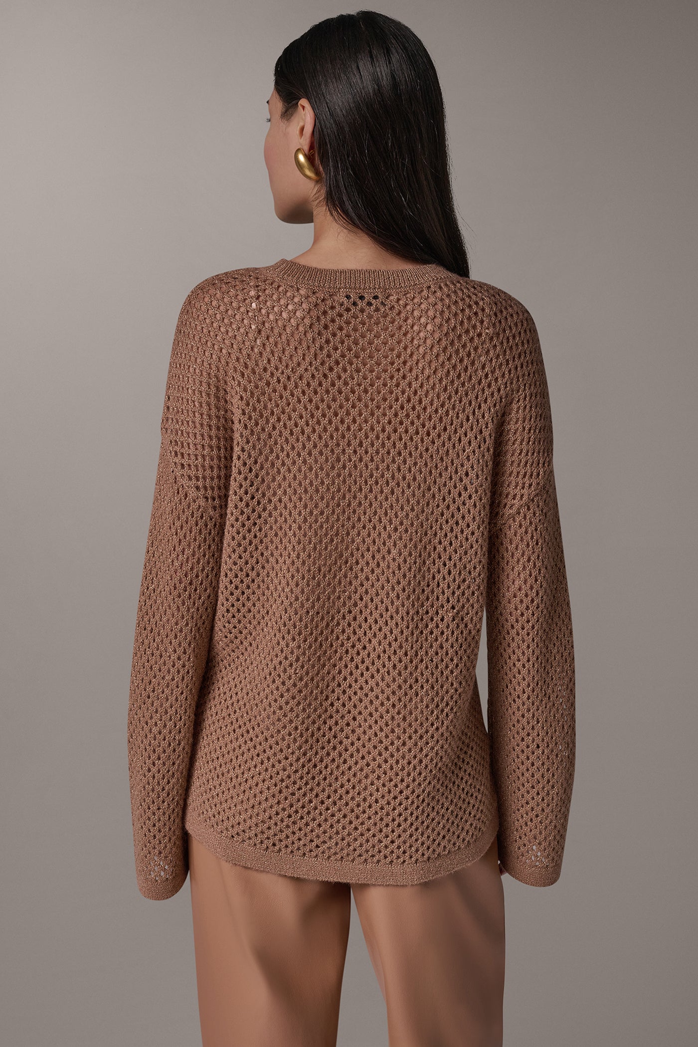 METALLIC OPEN STITCH SWEATER VIEW 3