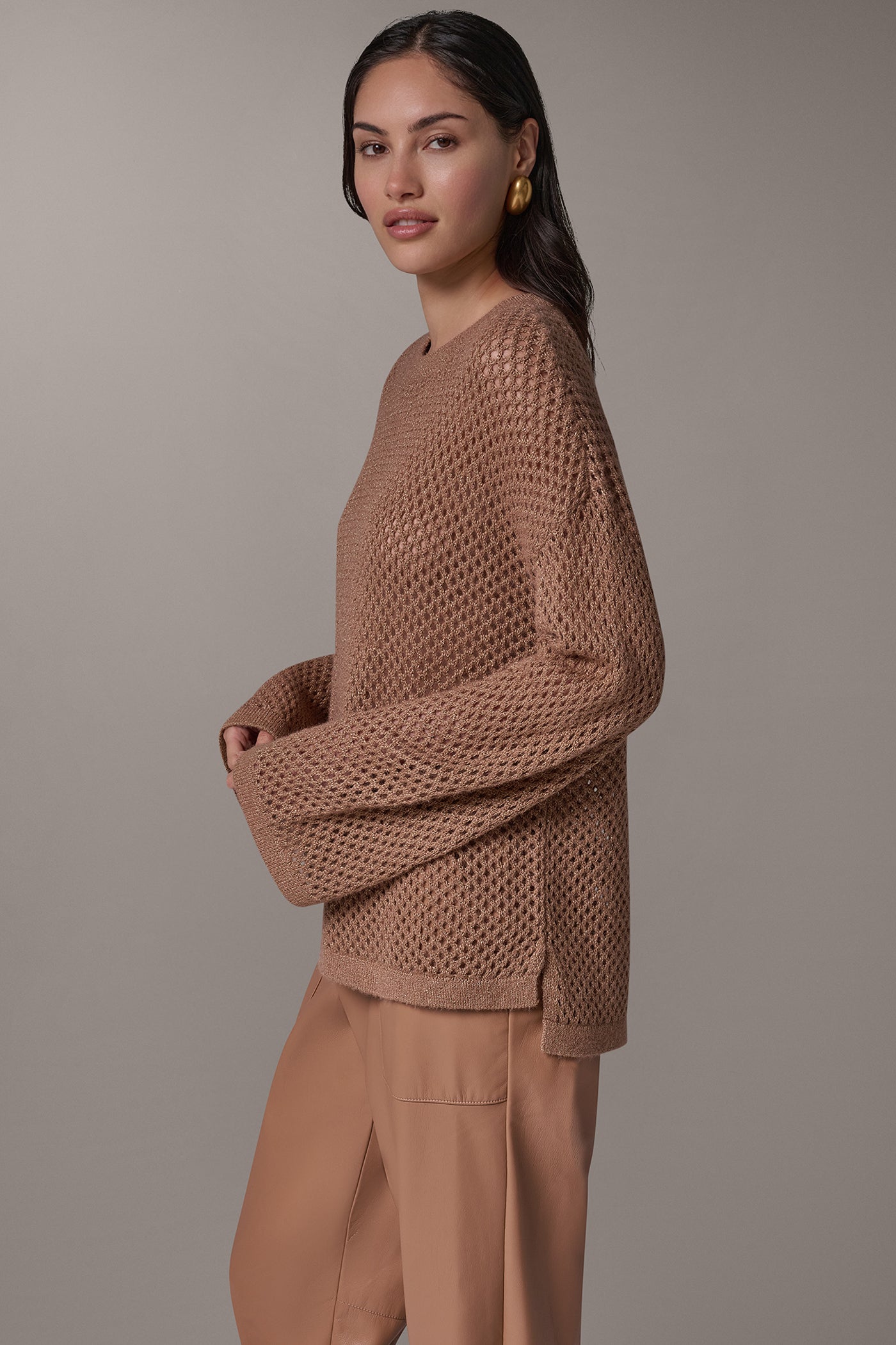 METALLIC OPEN STITCH SWEATER VIEW 4