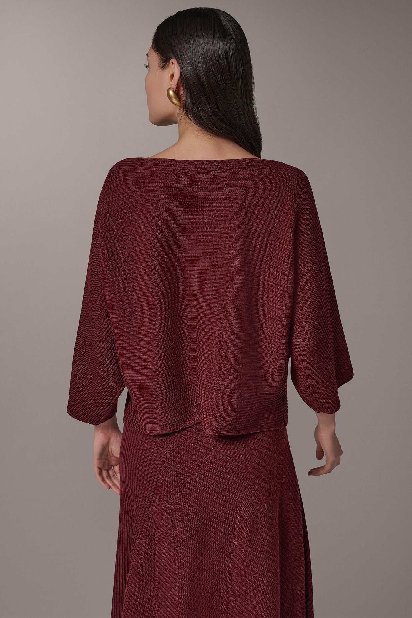 RIB WOOL ASYMMETRIC NECK SWEATER VIEW 4