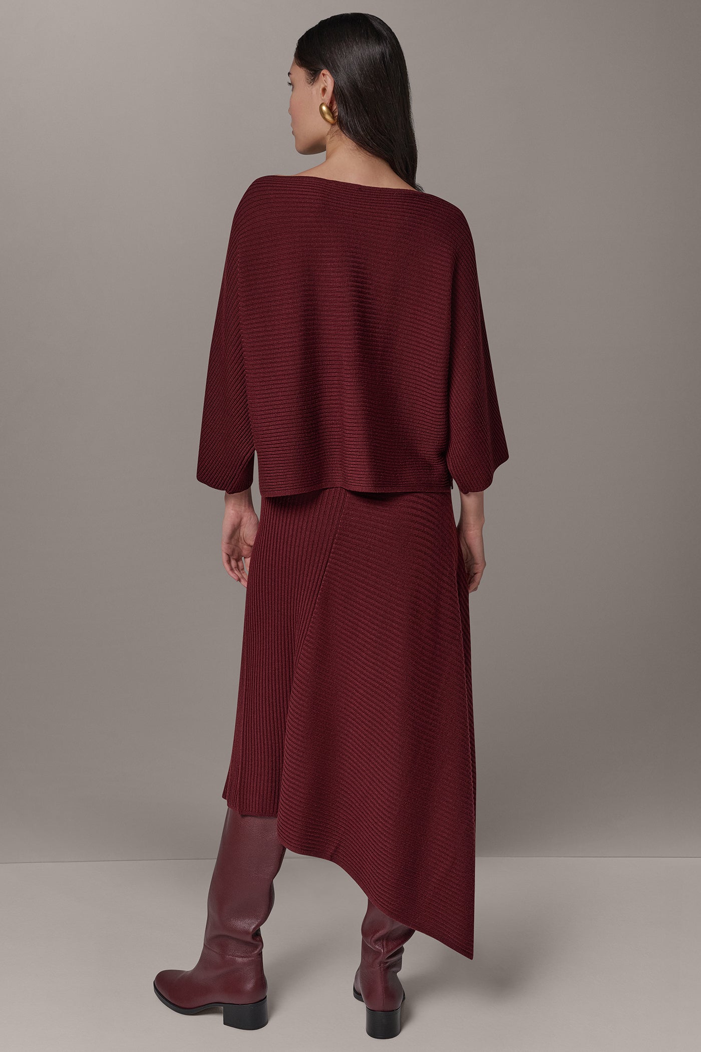 RIB WOOL ASYMMETRIC NECK SWEATER VIEW 9