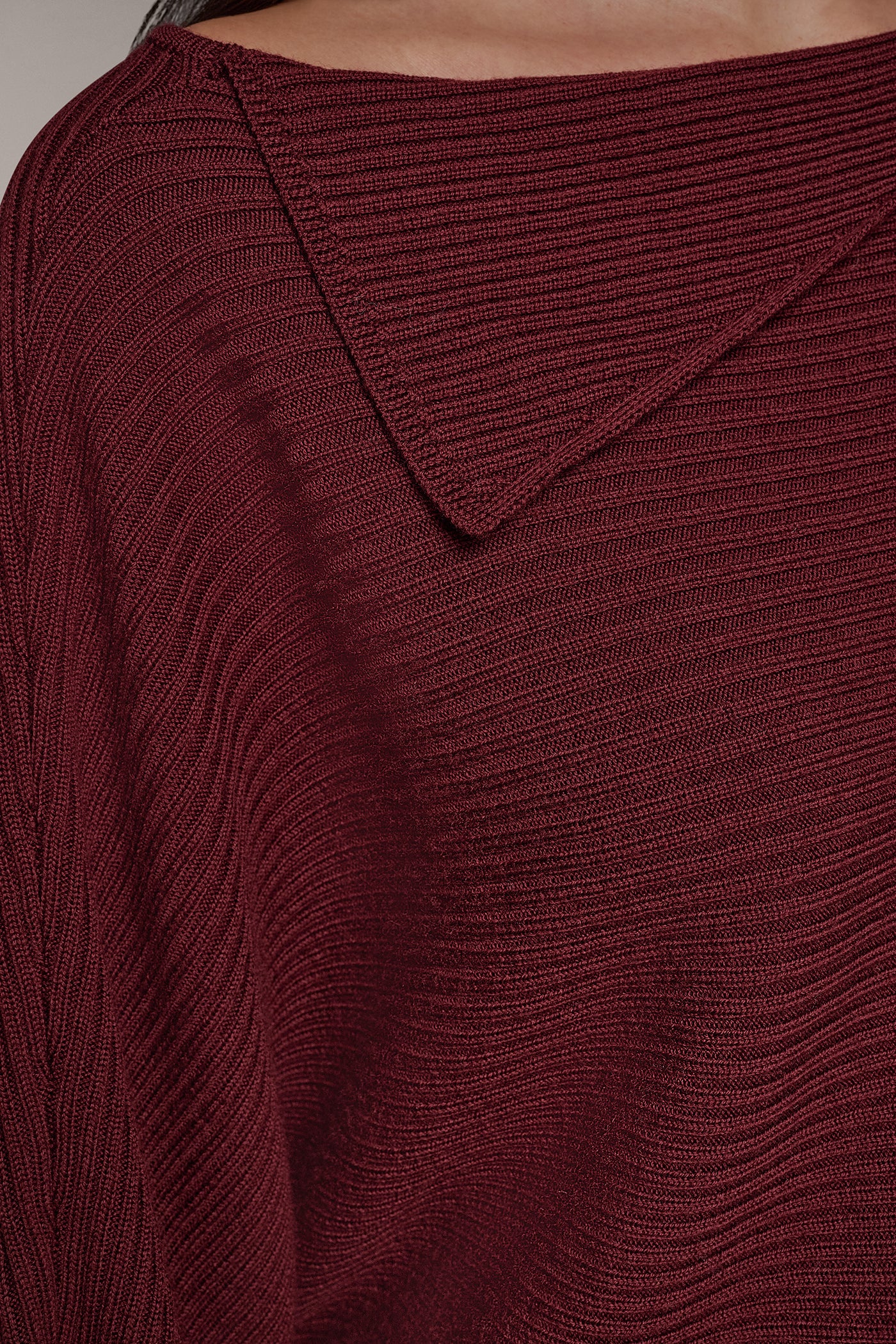 RIB WOOL ASYMMETRIC NECK SWEATER VIEW 6