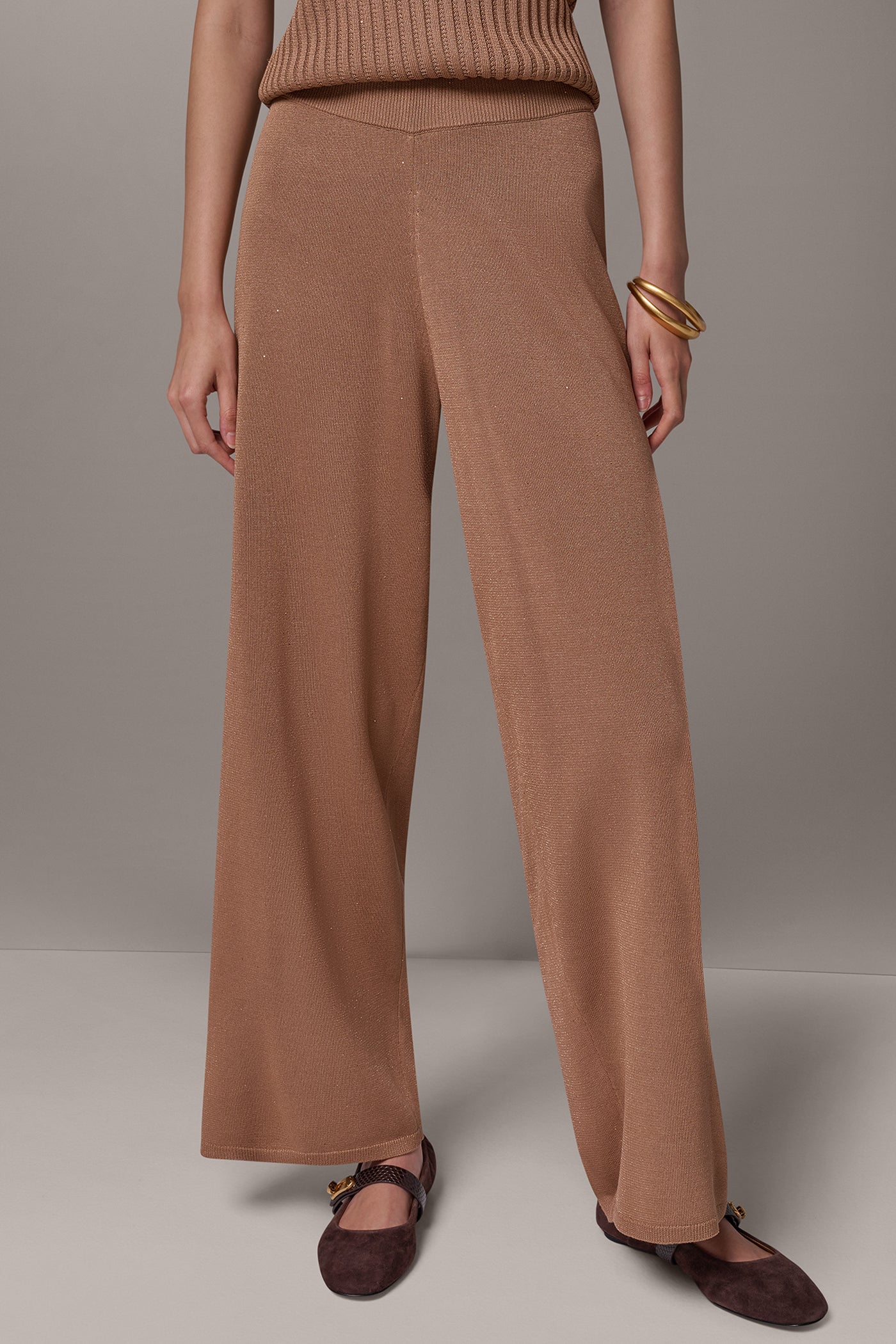 HIGH RISE SEQUIN WIDE LEG SWEATER PANT VIEW 1