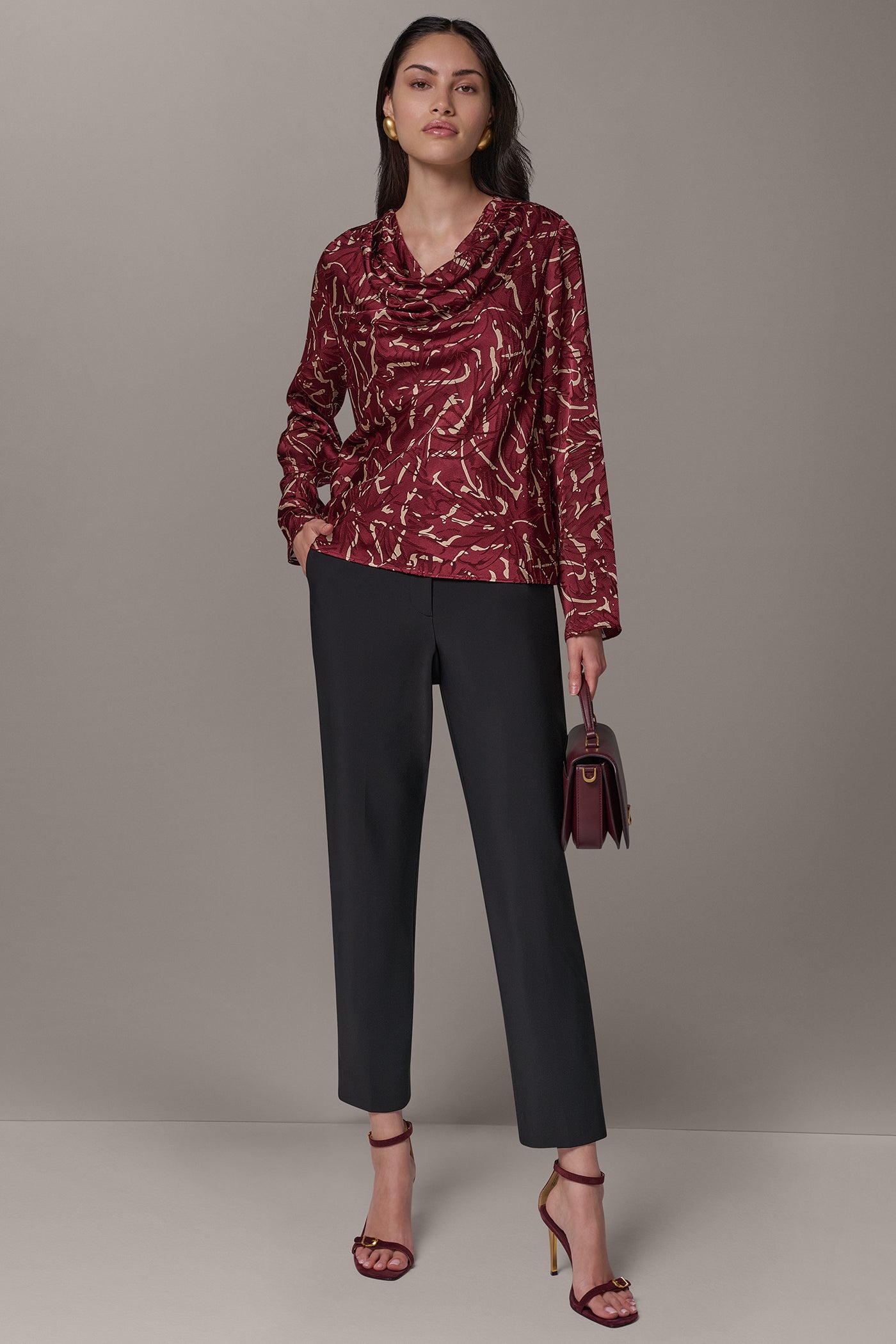 PRINTED BURNOUT COWL NECK TOP VIEW 7