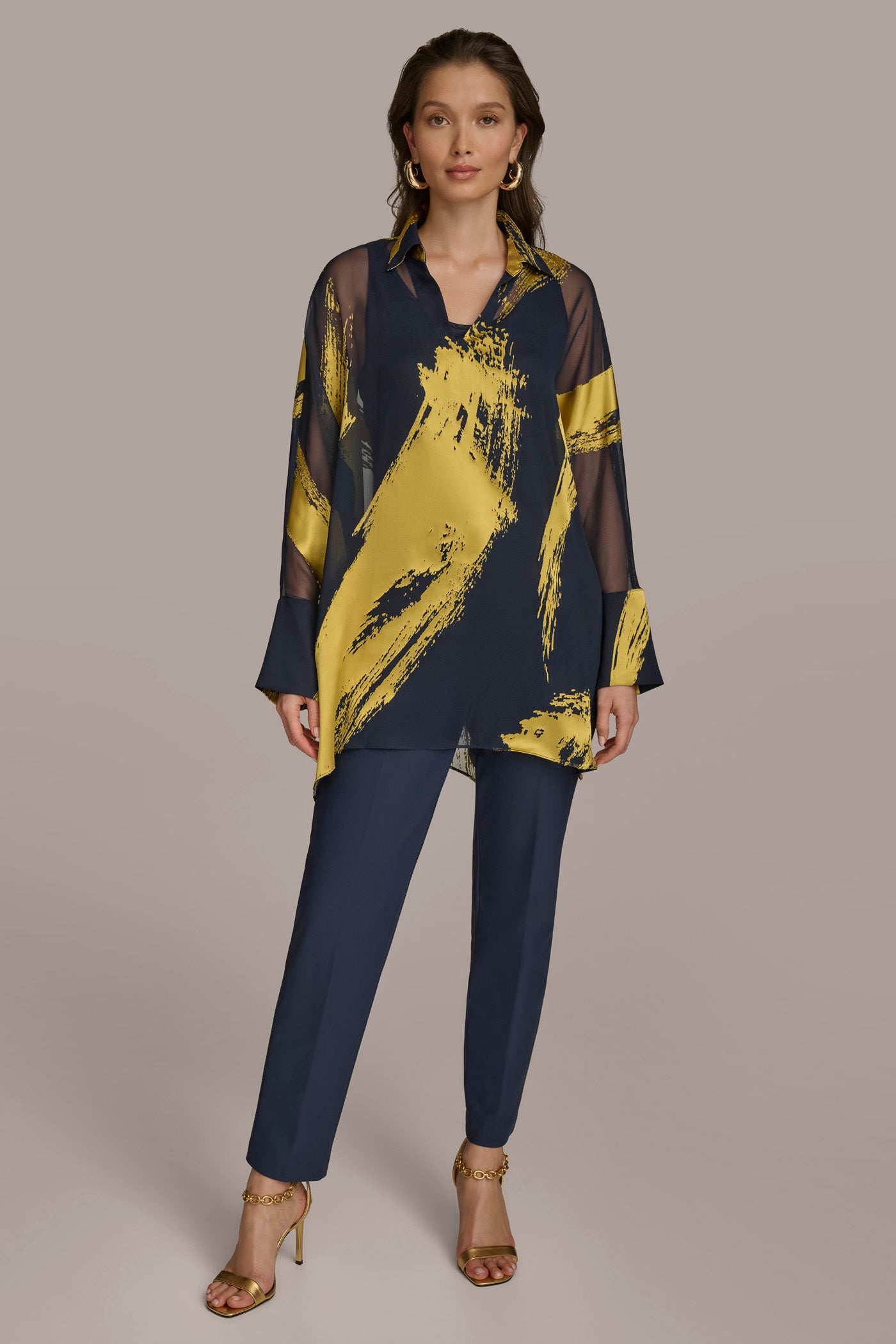 PRINT COLLARED TUNIC VIEW 4 | SALE