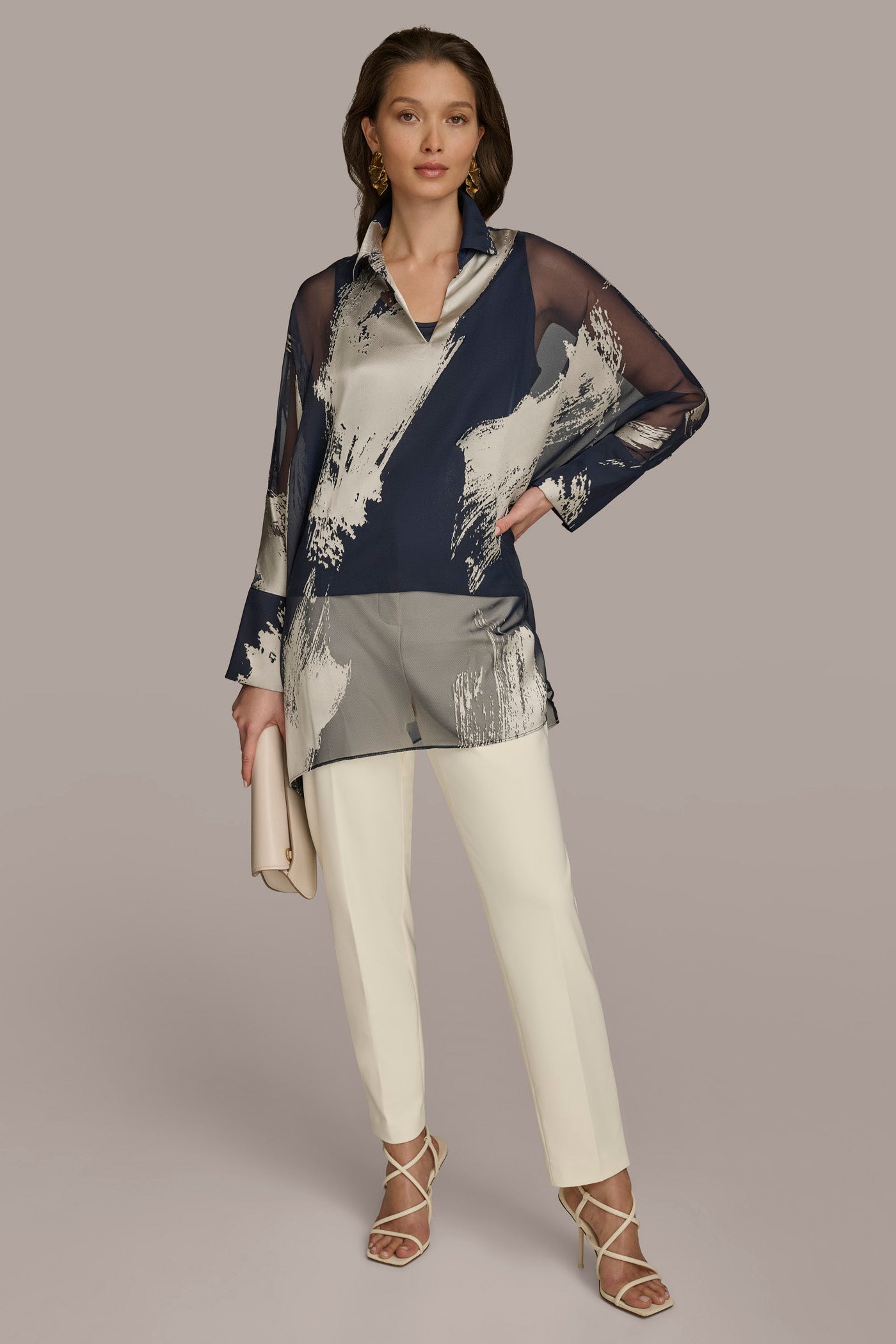 PRINT COLLARED TUNIC VIEW 5 | SALE