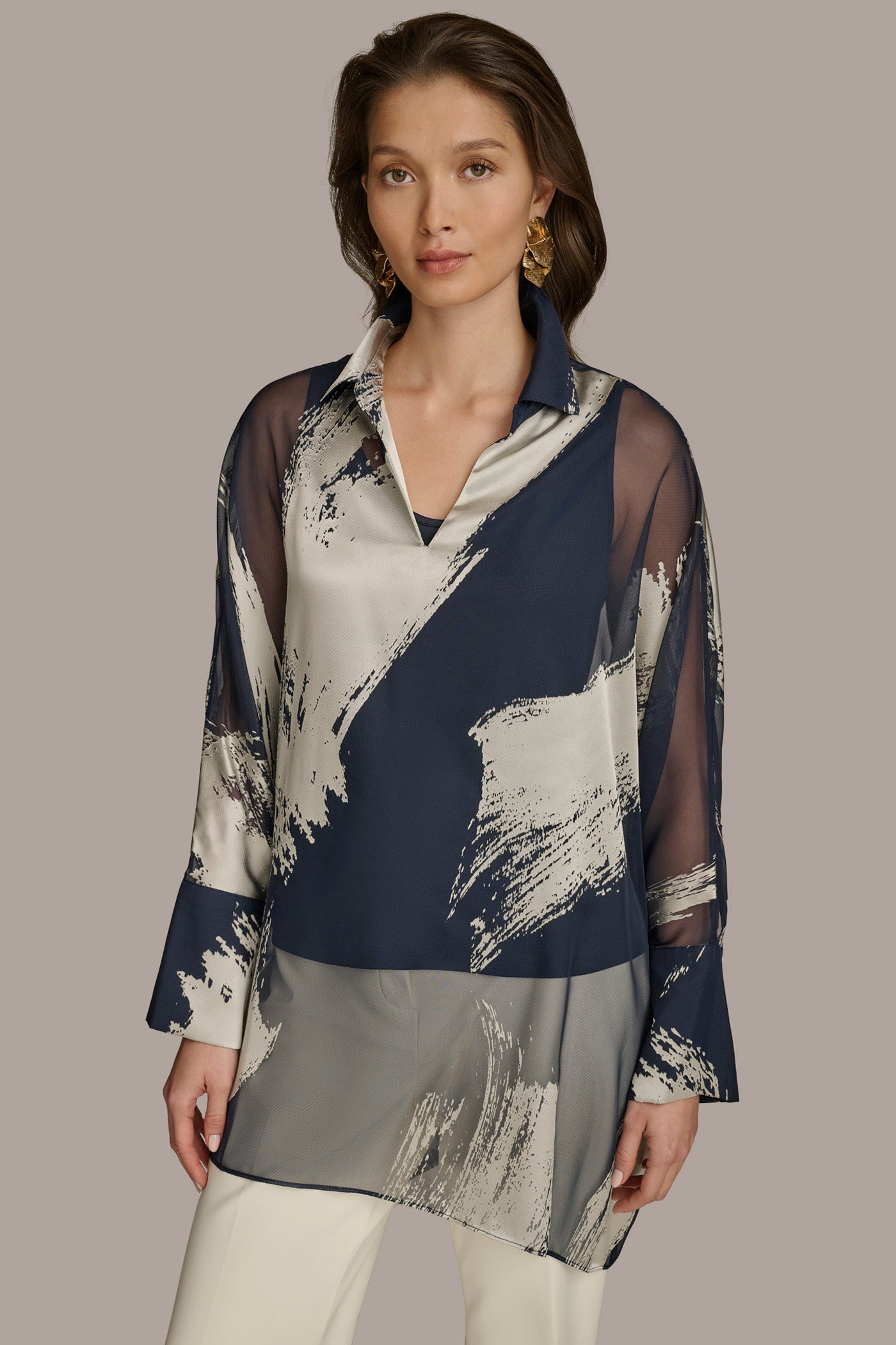 PRINT COLLARED TUNIC | View 1 | SALE