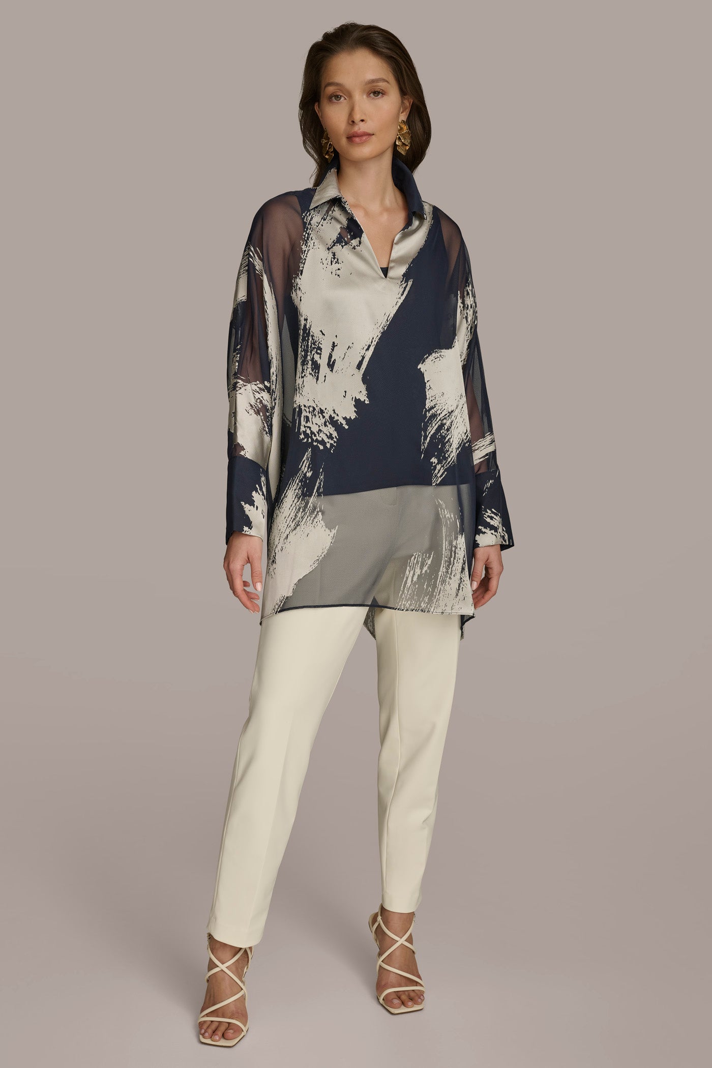 PRINT COLLARED TUNIC VIEW 4 | SALE