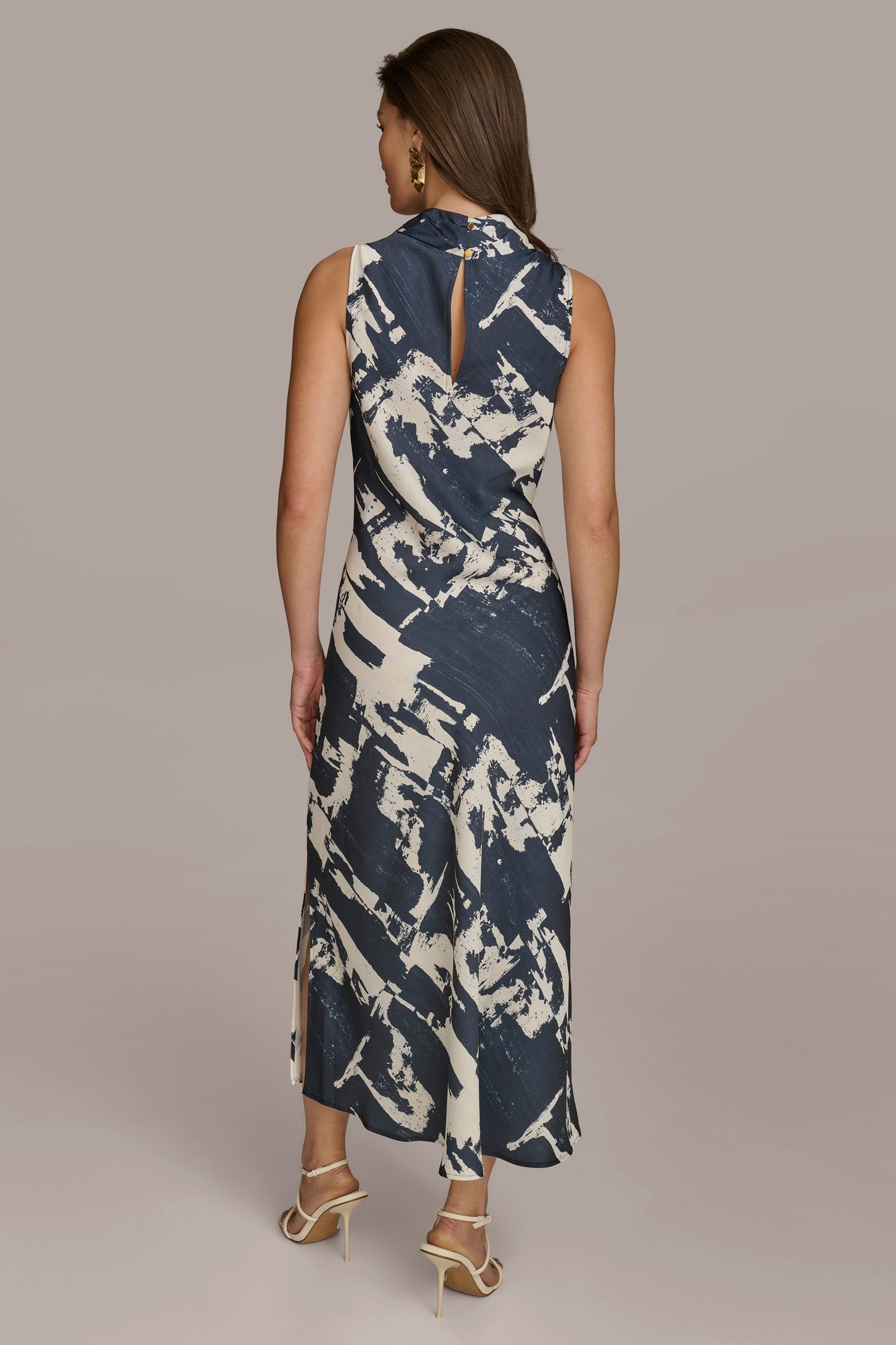 SLEEVELESS MOCK-NECK PRINTED MIDI DRESS | View 2 | SALE