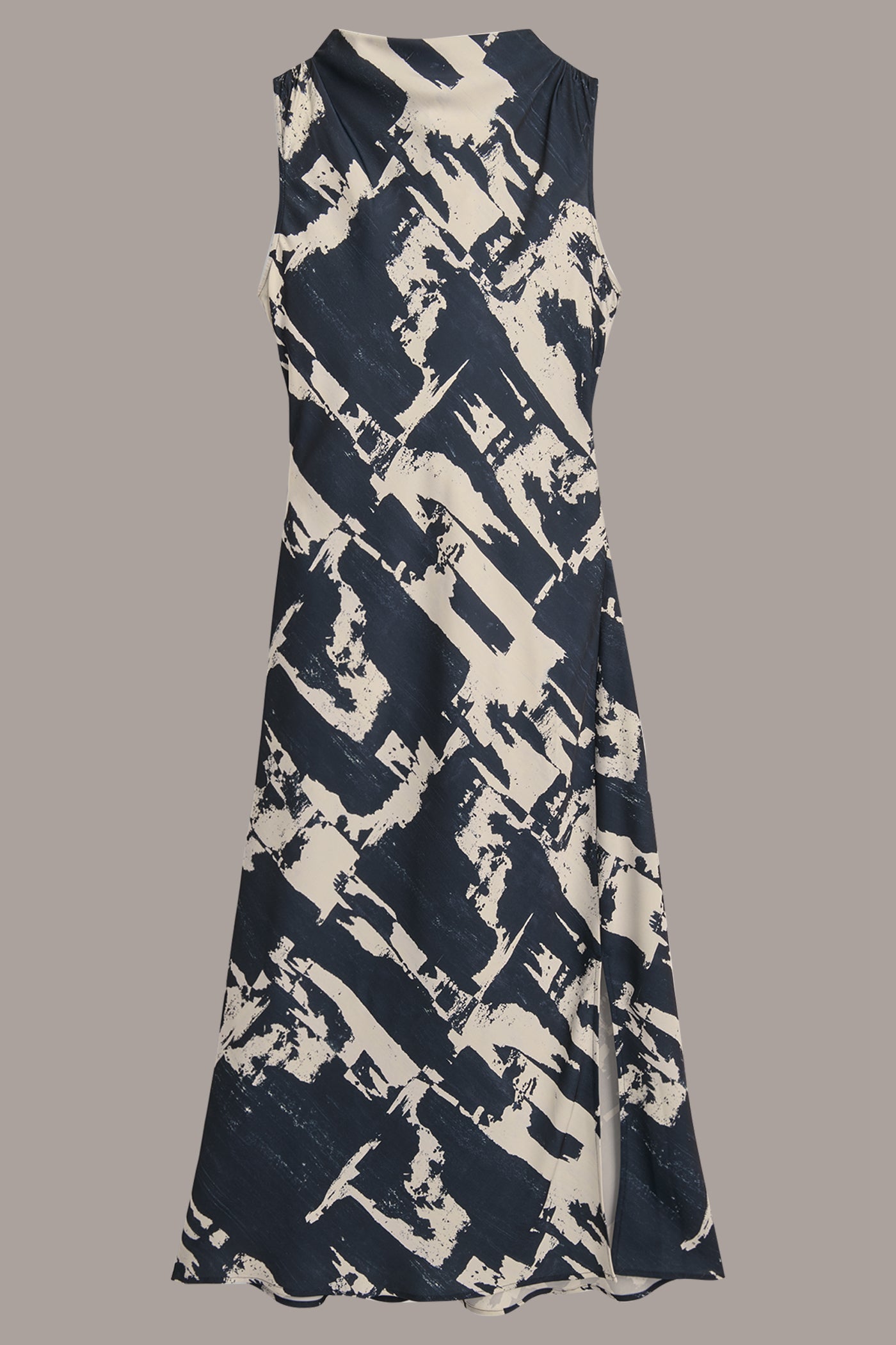SLEEVELESS MOCK-NECK PRINTED MIDI DRESS VIEW 10 | SALE