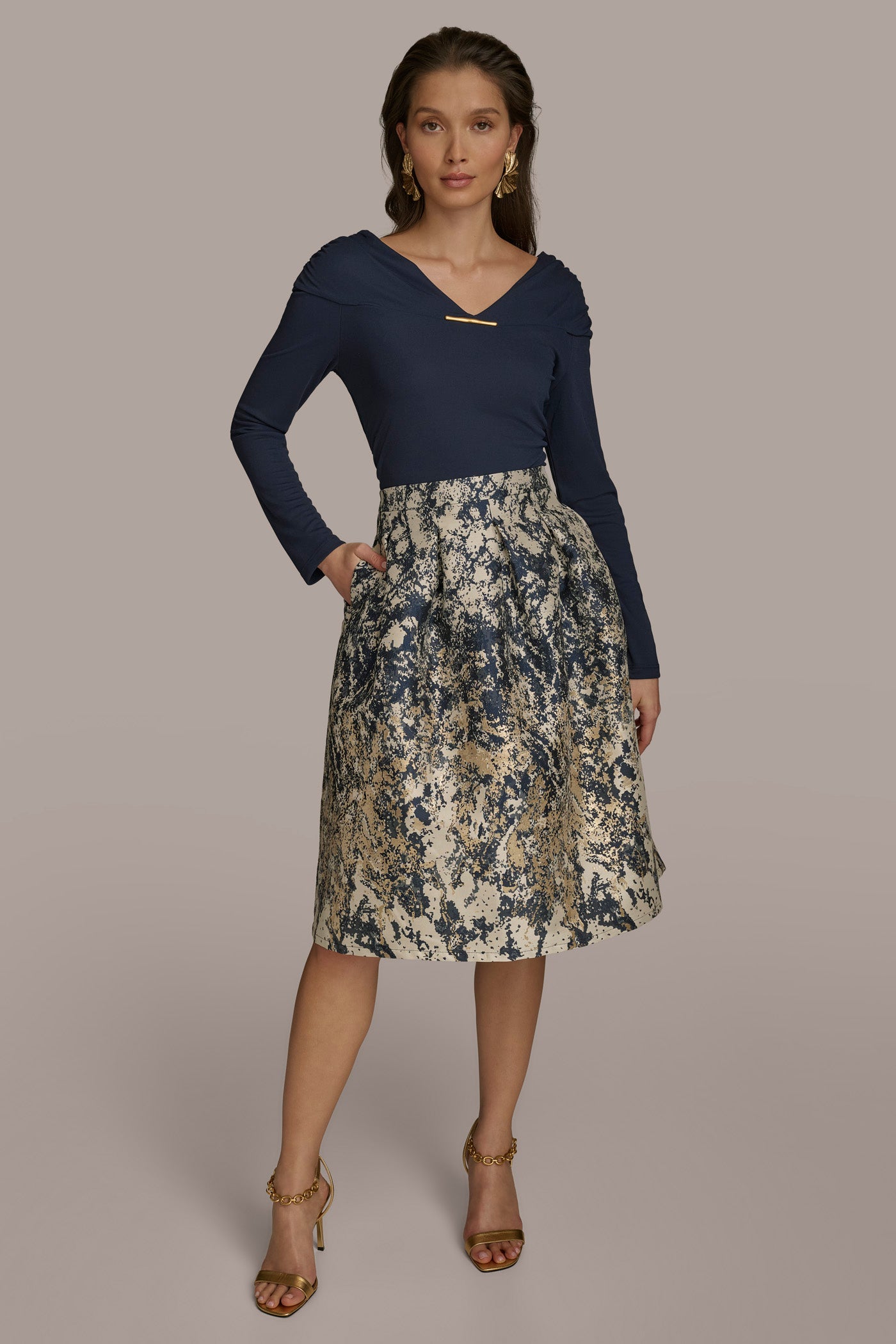 METALLIC JACQUARD SKIRT VIEW 4 | SALE