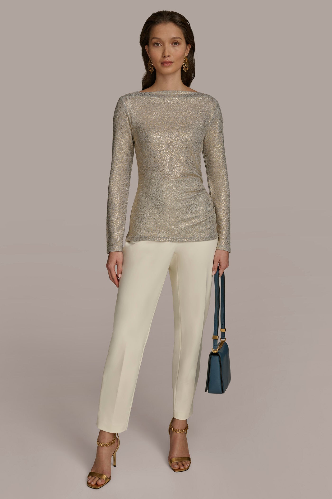 FOIL BOAT NECK TOP VIEW 5 | SALE