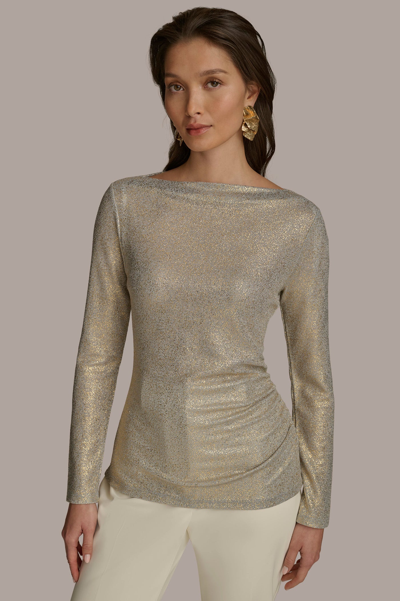 FOIL BOAT NECK TOP | View 1 | SALE