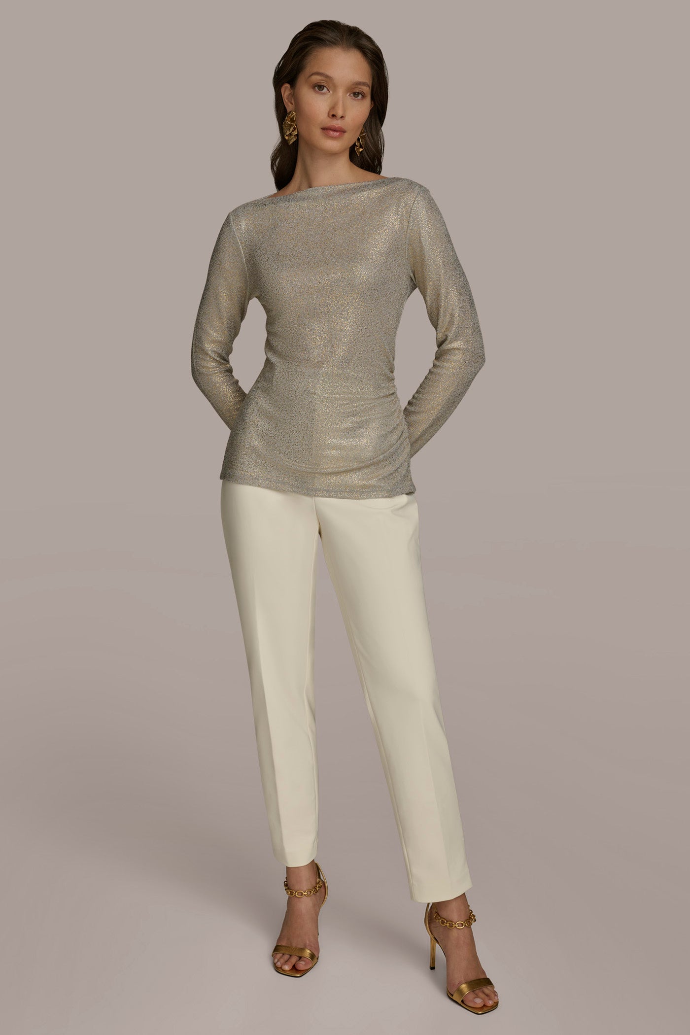 FOIL BOAT NECK TOP VIEW 4 | SALE