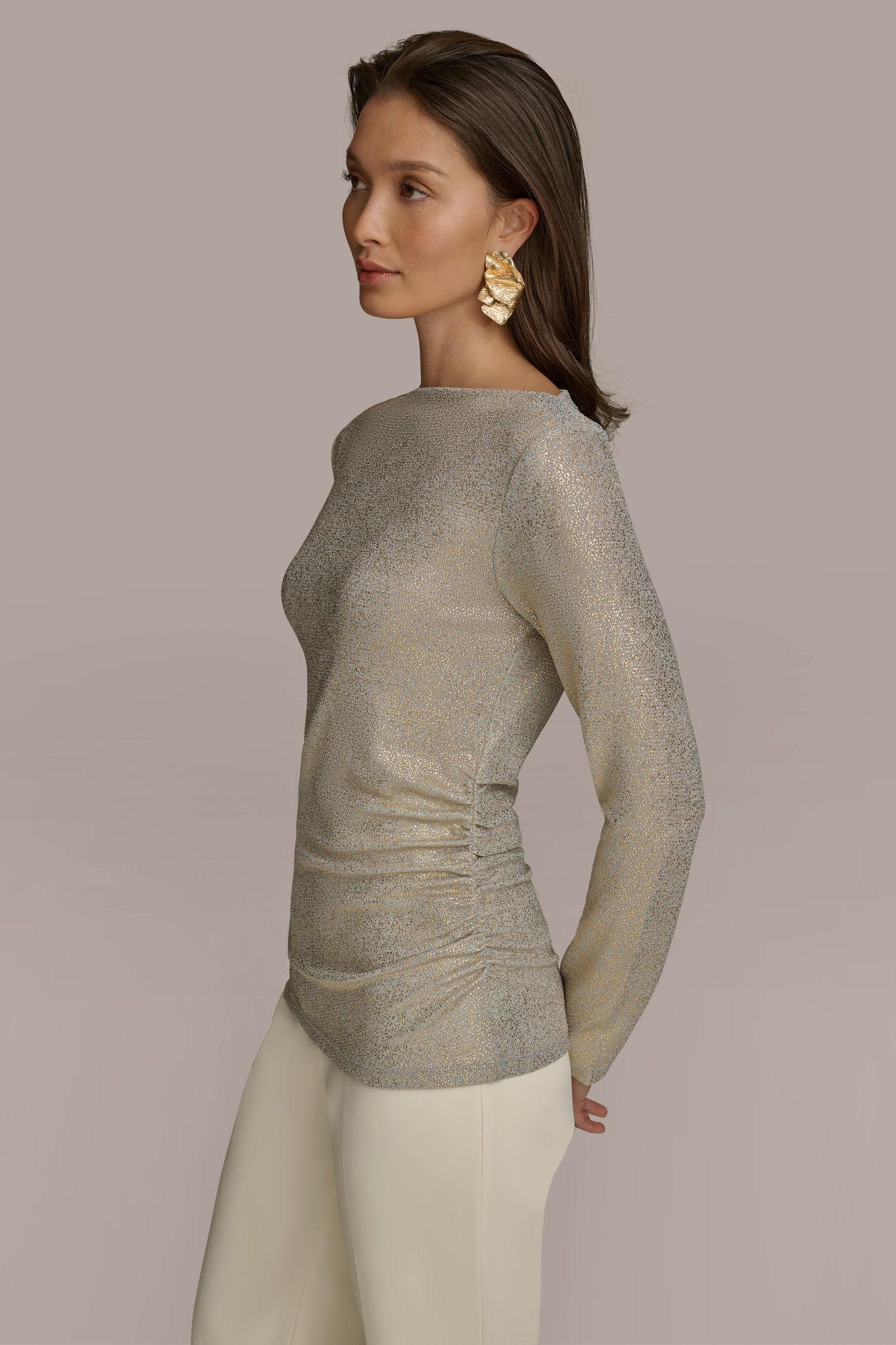 FOIL BOAT NECK TOP VIEW 3 | SALE