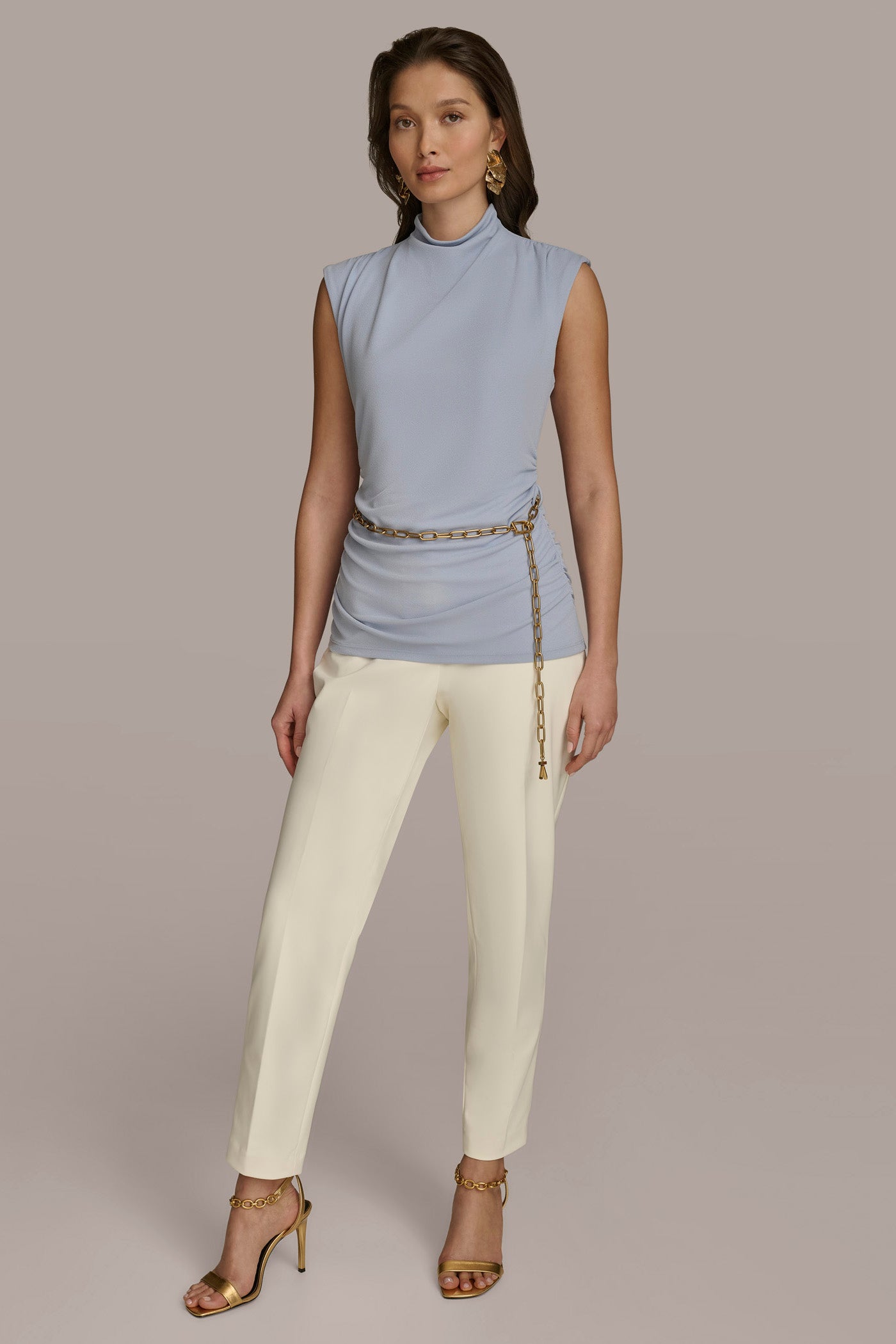 MOCK NECK TOP WITH CHAIN BELT VIEW 4 | SALE