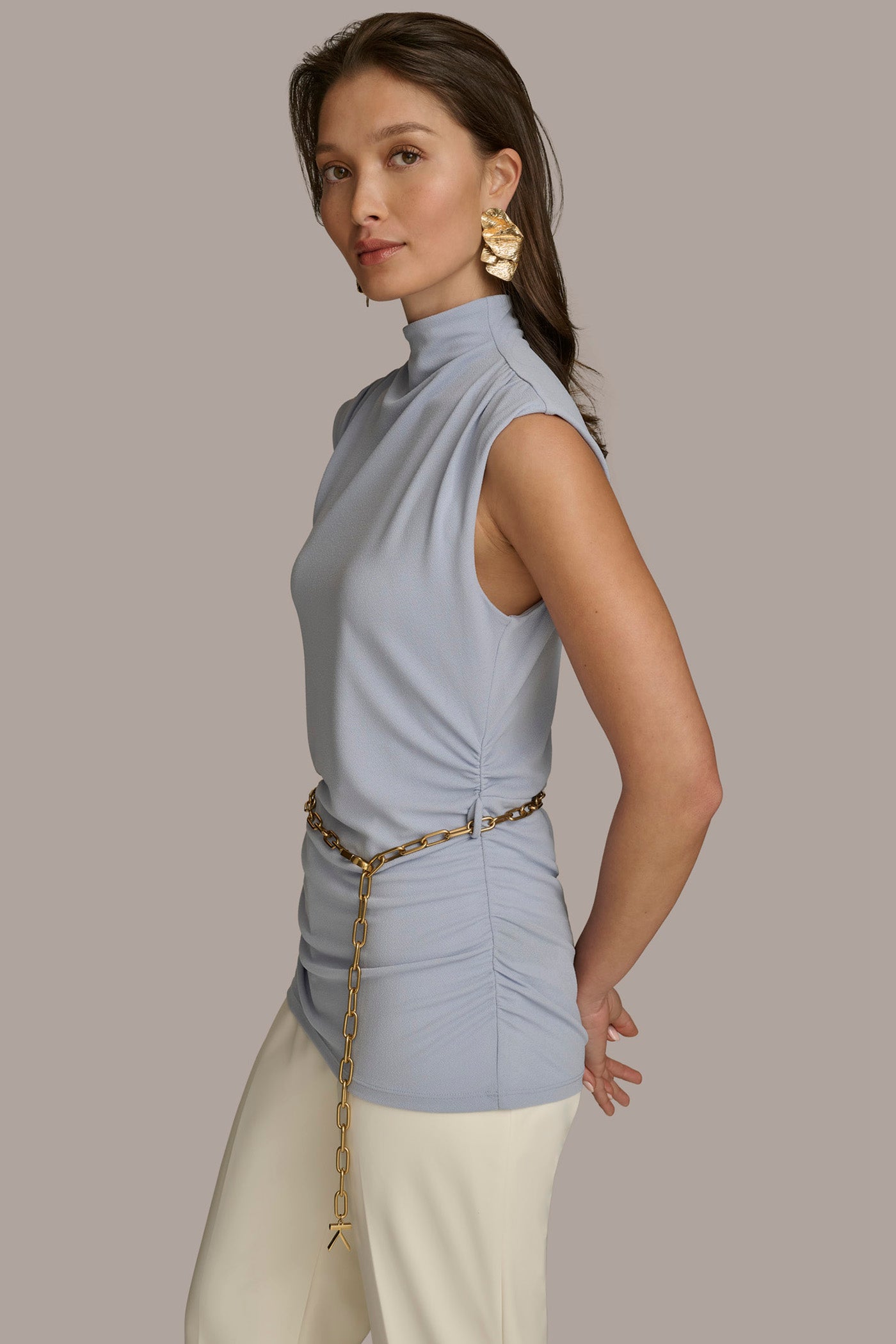 MOCK NECK TOP WITH CHAIN BELT VIEW 3 | SALE