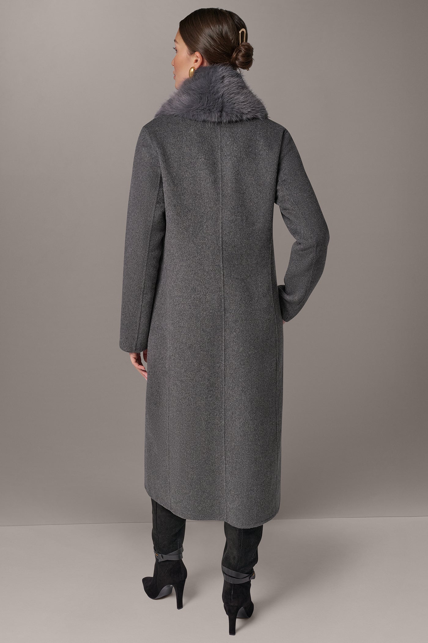FAUX FUR SCARF LONG COAT VIEW 10 | Clothing