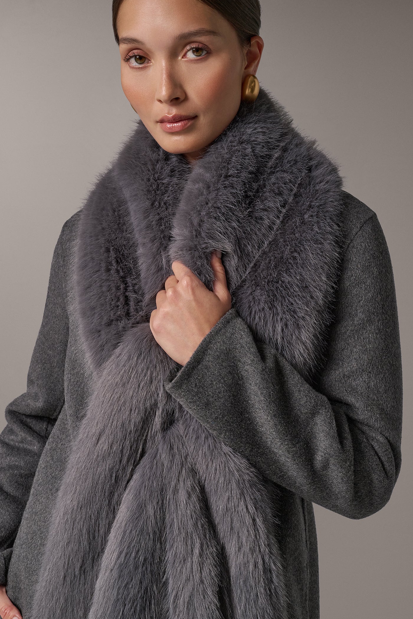 FAUX FUR SCARF LONG COAT (alternate view)