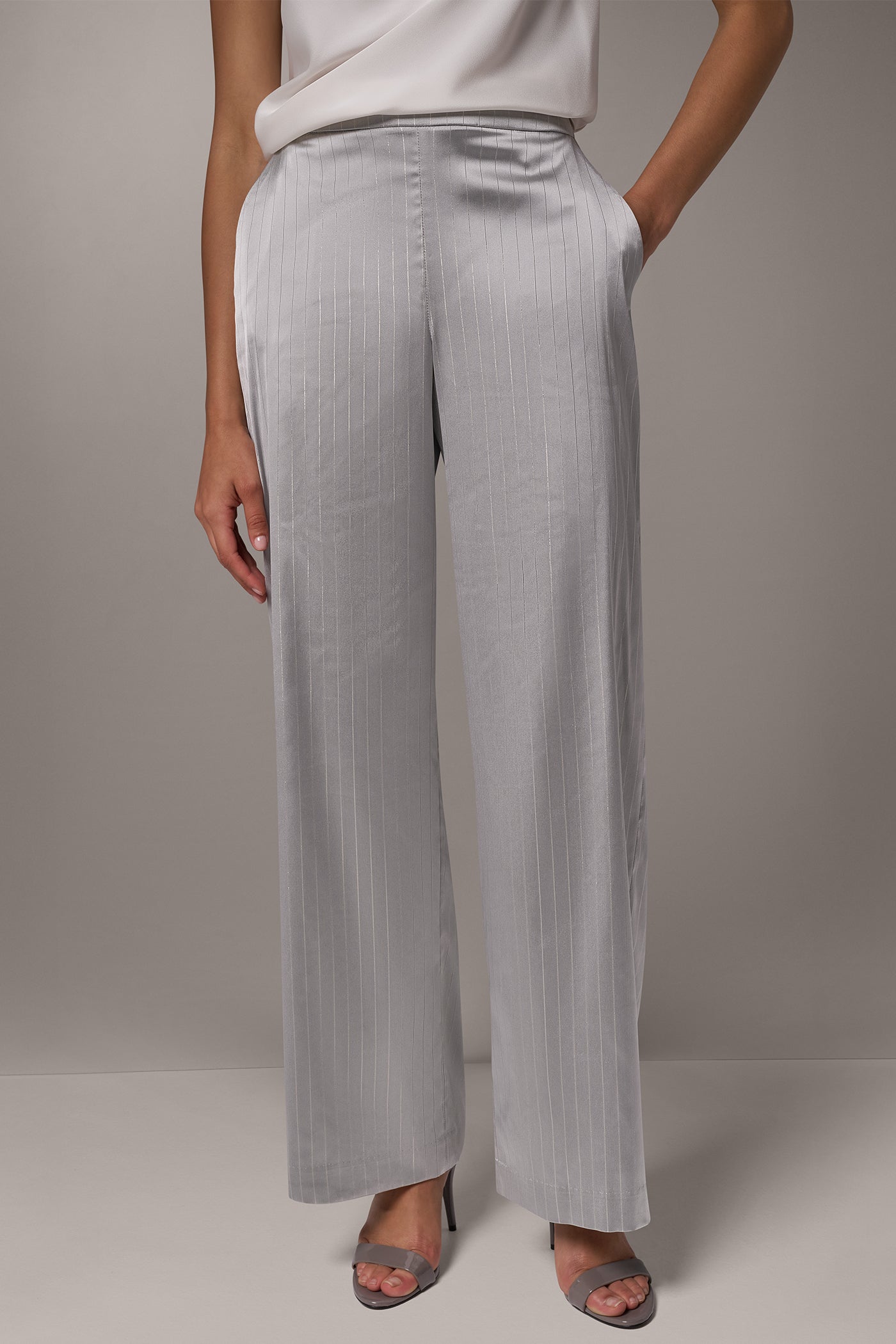 HIGH-RISE METALLIC WIDE-LEG PULL-ON PANT VIEW 1