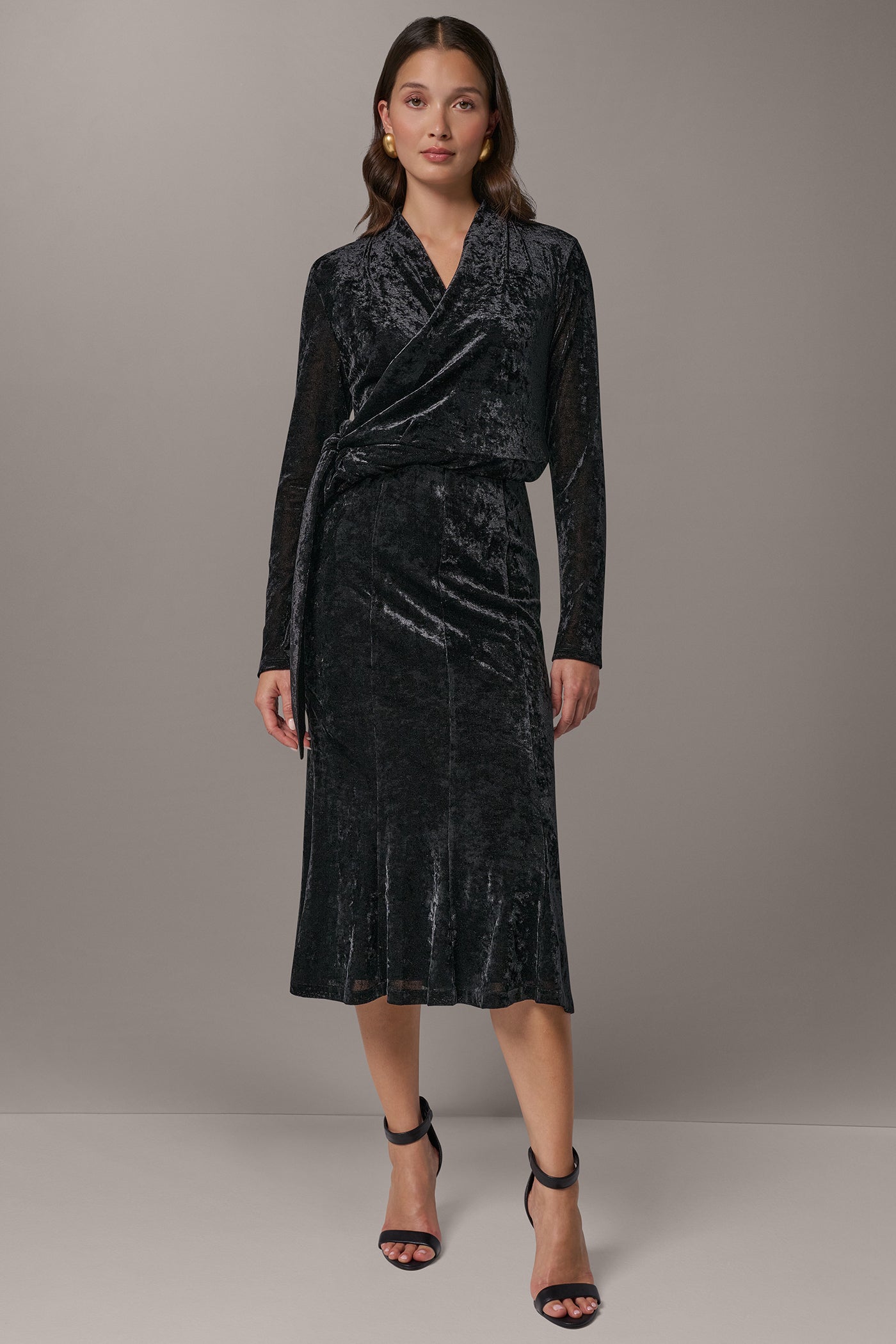 STRETCH VELVET MIDI TRUMPET SKIRT VIEW 9