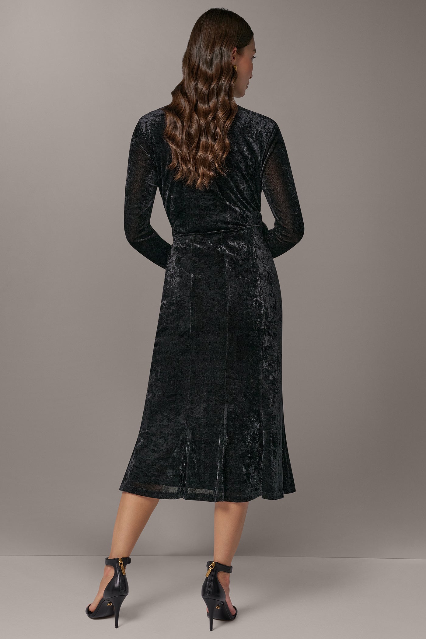 STRETCH VELVET MIDI TRUMPET SKIRT VIEW 5