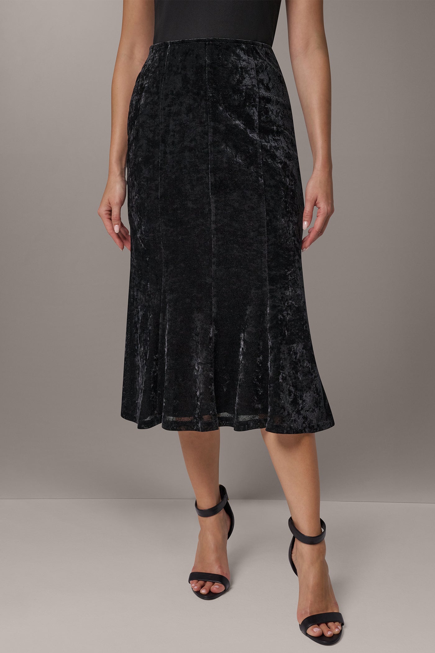 STRETCH VELVET MIDI TRUMPET SKIRT VIEW 8