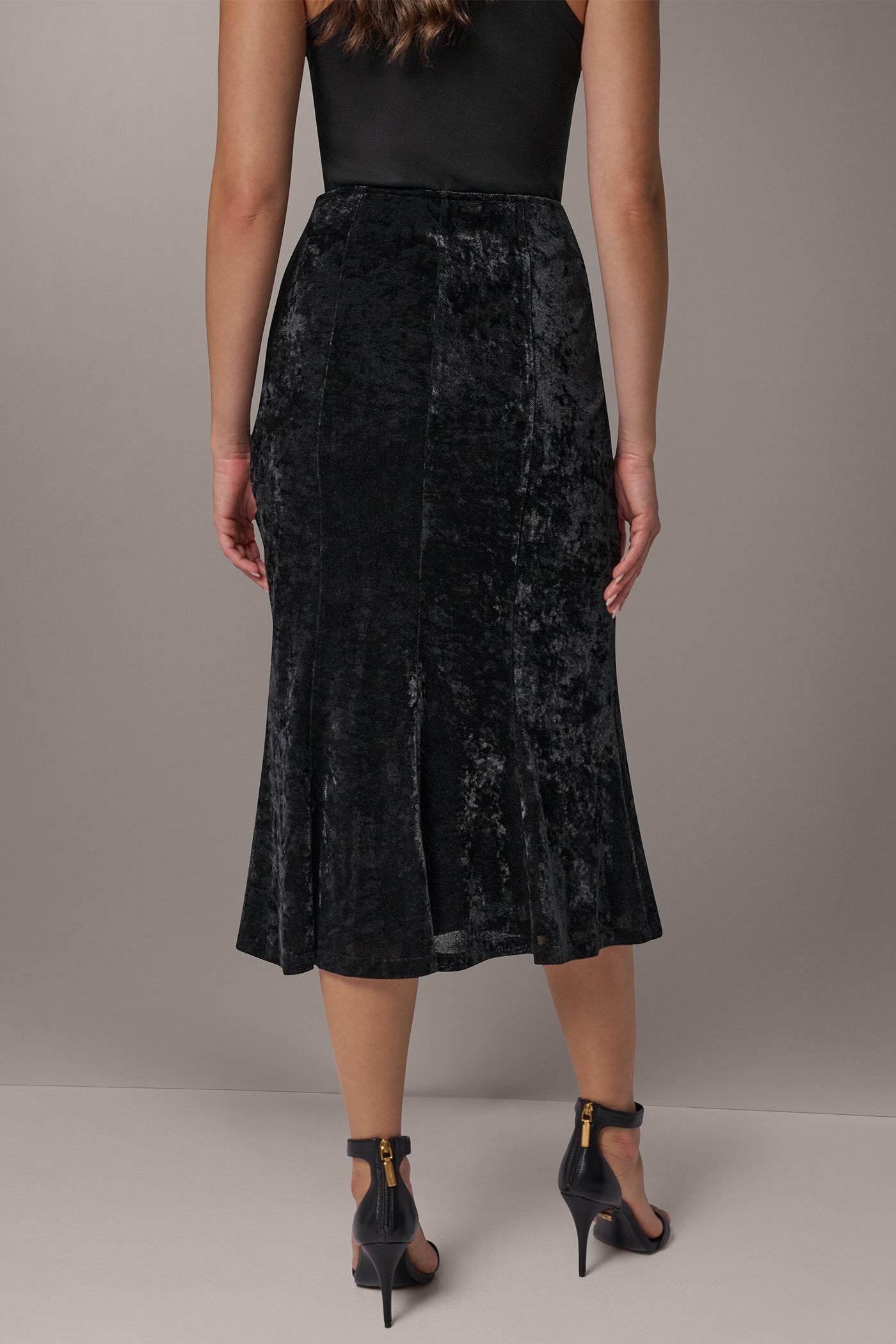 STRETCH VELVET MIDI TRUMPET SKIRT VIEW 6