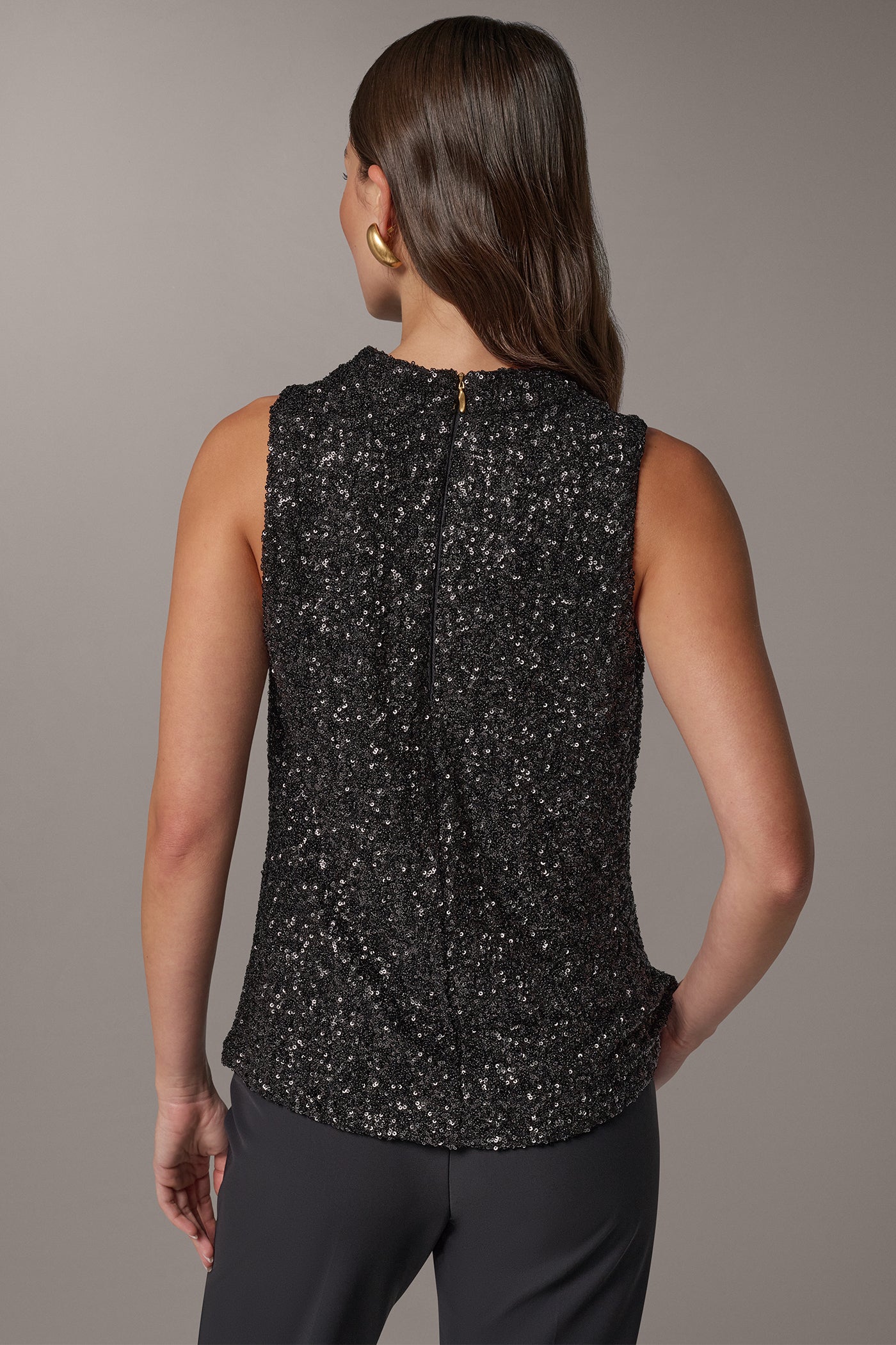 SEQUIN HIGH COWL NECK TOP VIEW 4 | Clothing