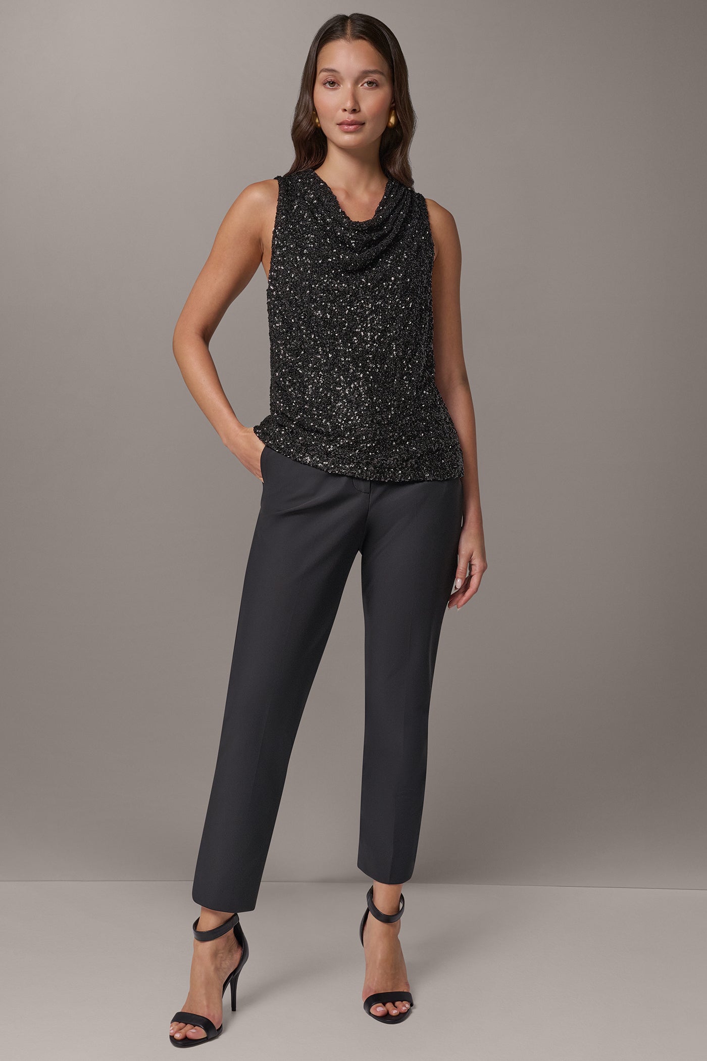 SEQUIN HIGH COWL NECK TOP VIEW 7 | Clothing