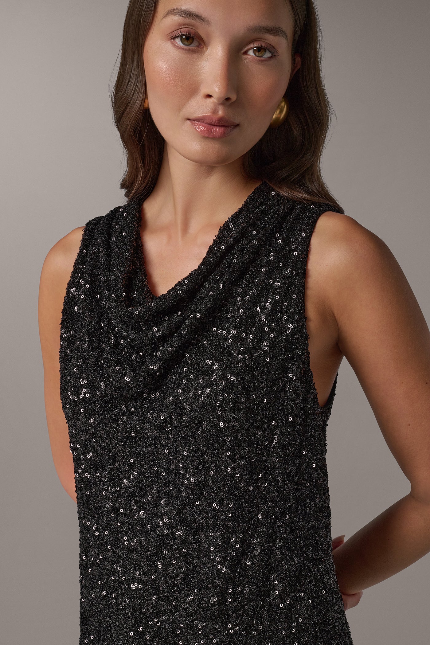 SEQUIN HIGH COWL NECK TOP (alternate view)