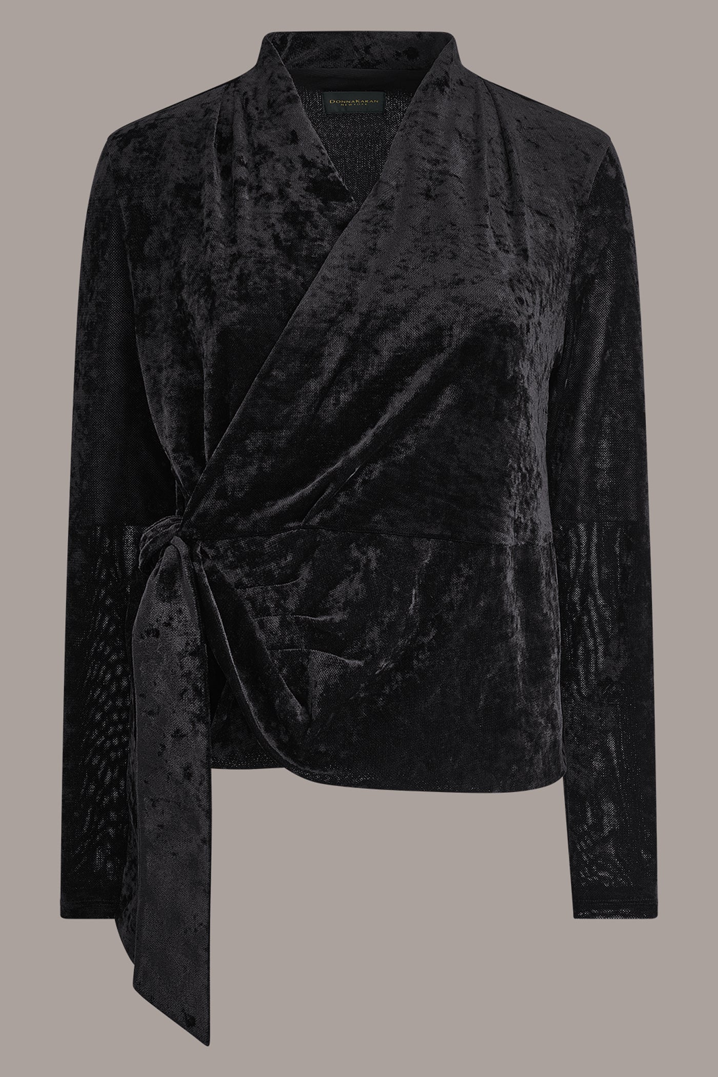 STRETCH VELVET WRAP-EFFECT TOP VIEW 11 | Holiday Campaign