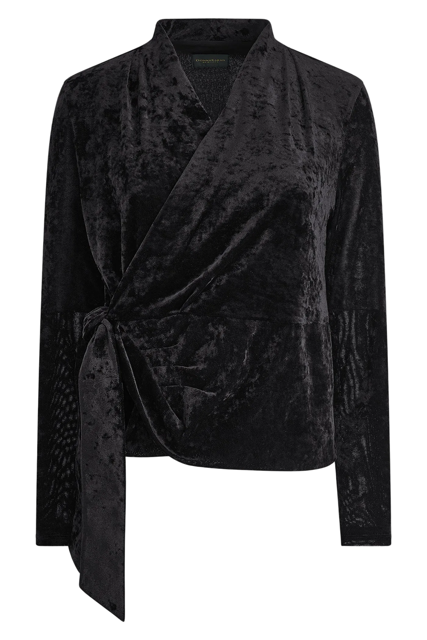 STRETCH VELVET WRAP-EFFECT TOP (alternate view)