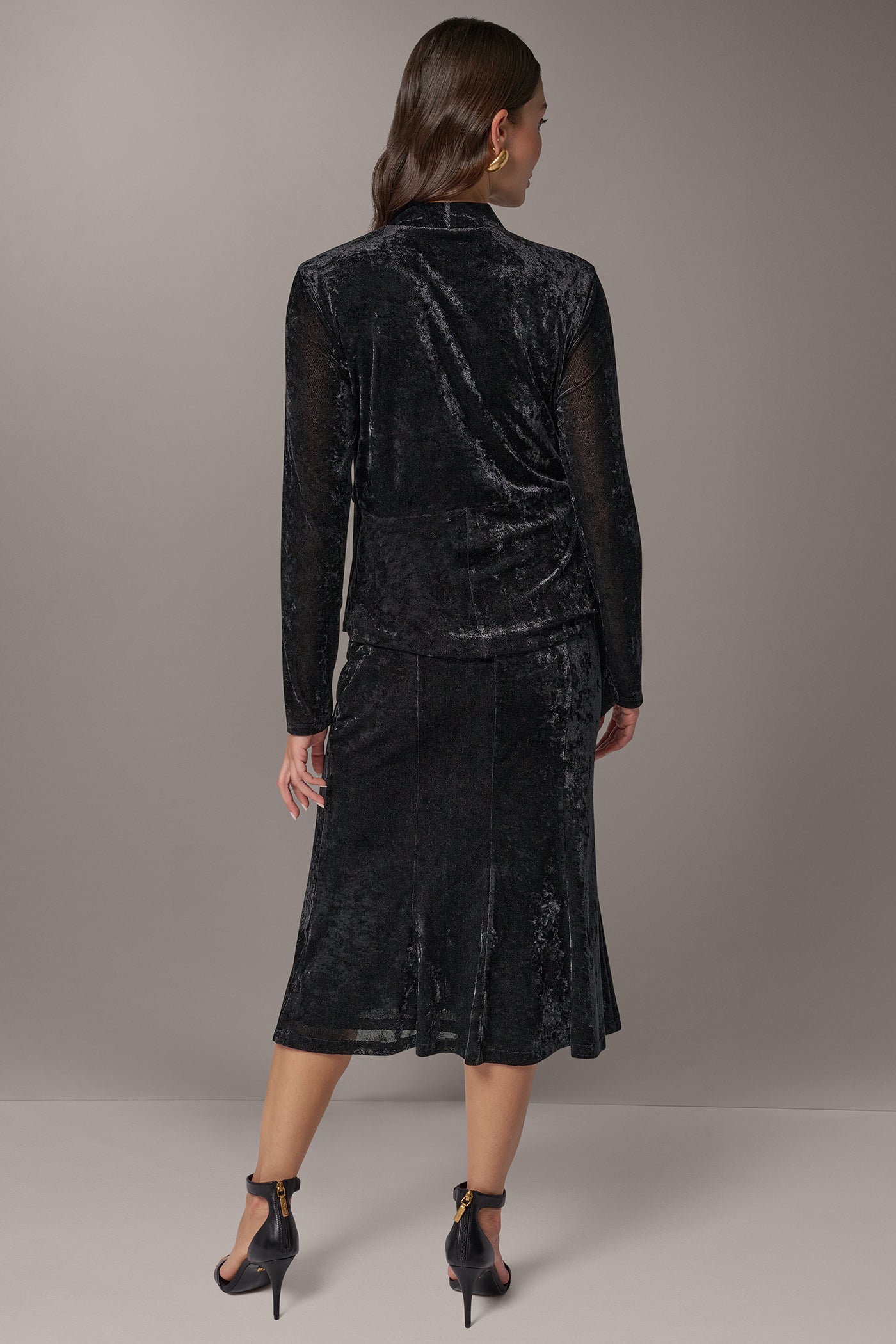 STRETCH VELVET WRAP-EFFECT TOP VIEW 8