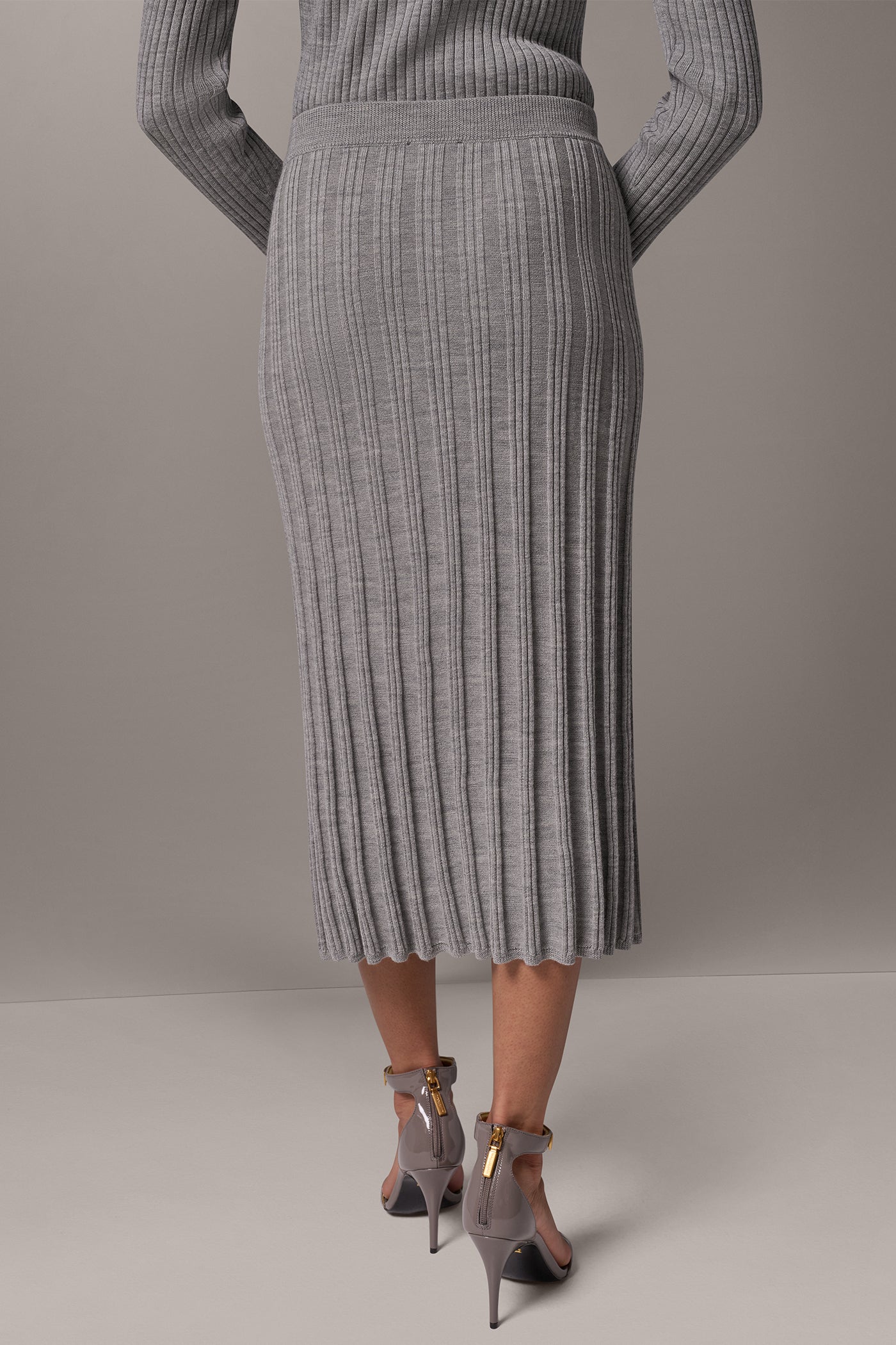 WOOL RIB MIDI SWEATER SKIRT VIEW 3