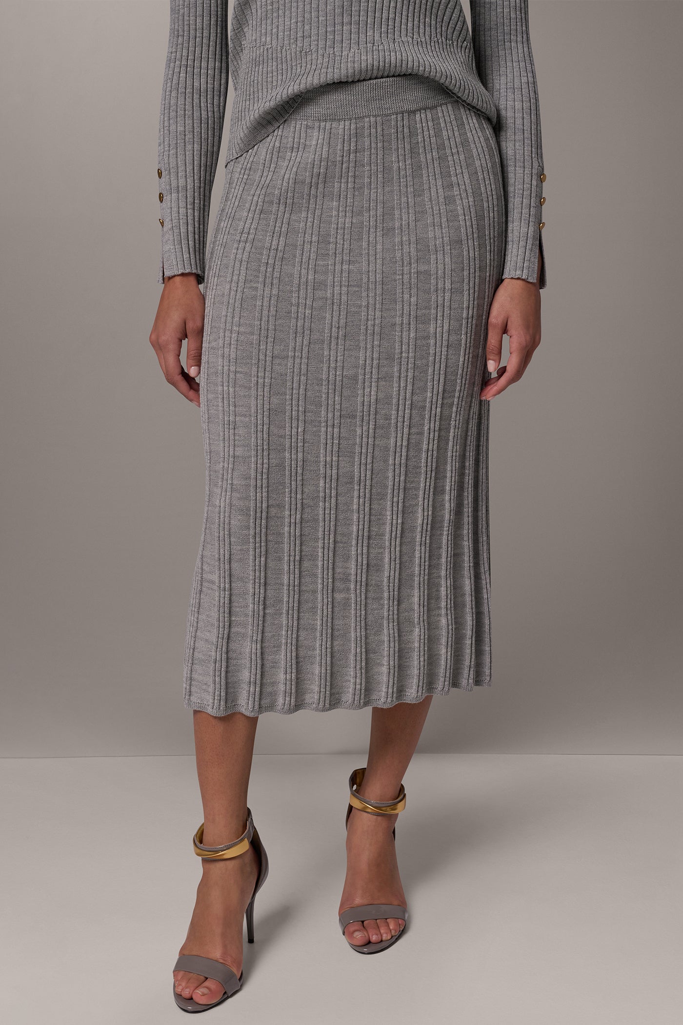 WOOL RIB MIDI SWEATER SKIRT VIEW 1