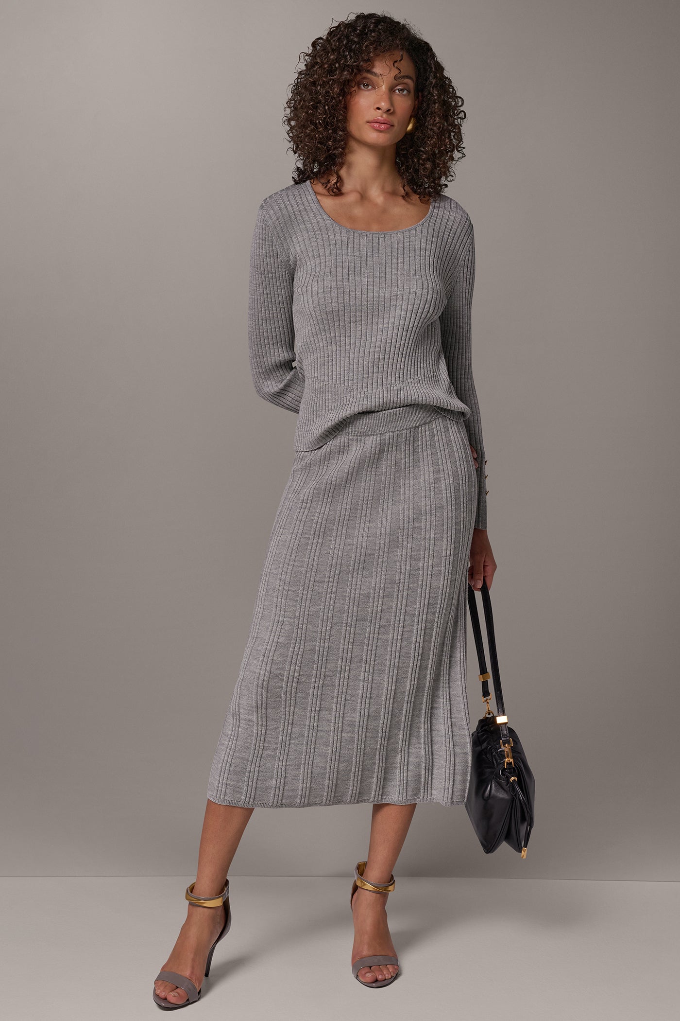 WOOL RIB MIDI SWEATER SKIRT VIEW 6