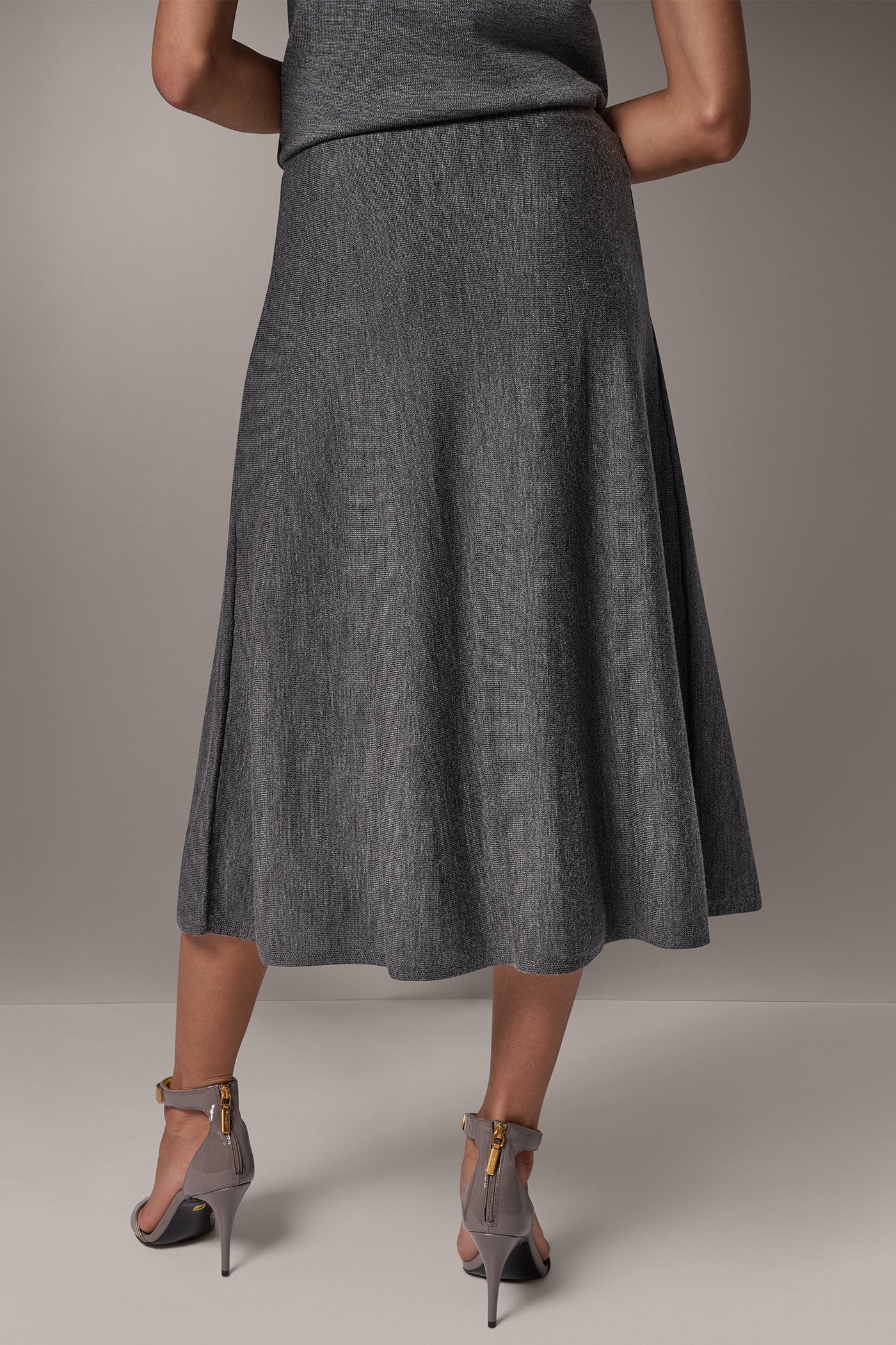 WOOL MIDI A-LINE SWEATER SKIRT VIEW 3
